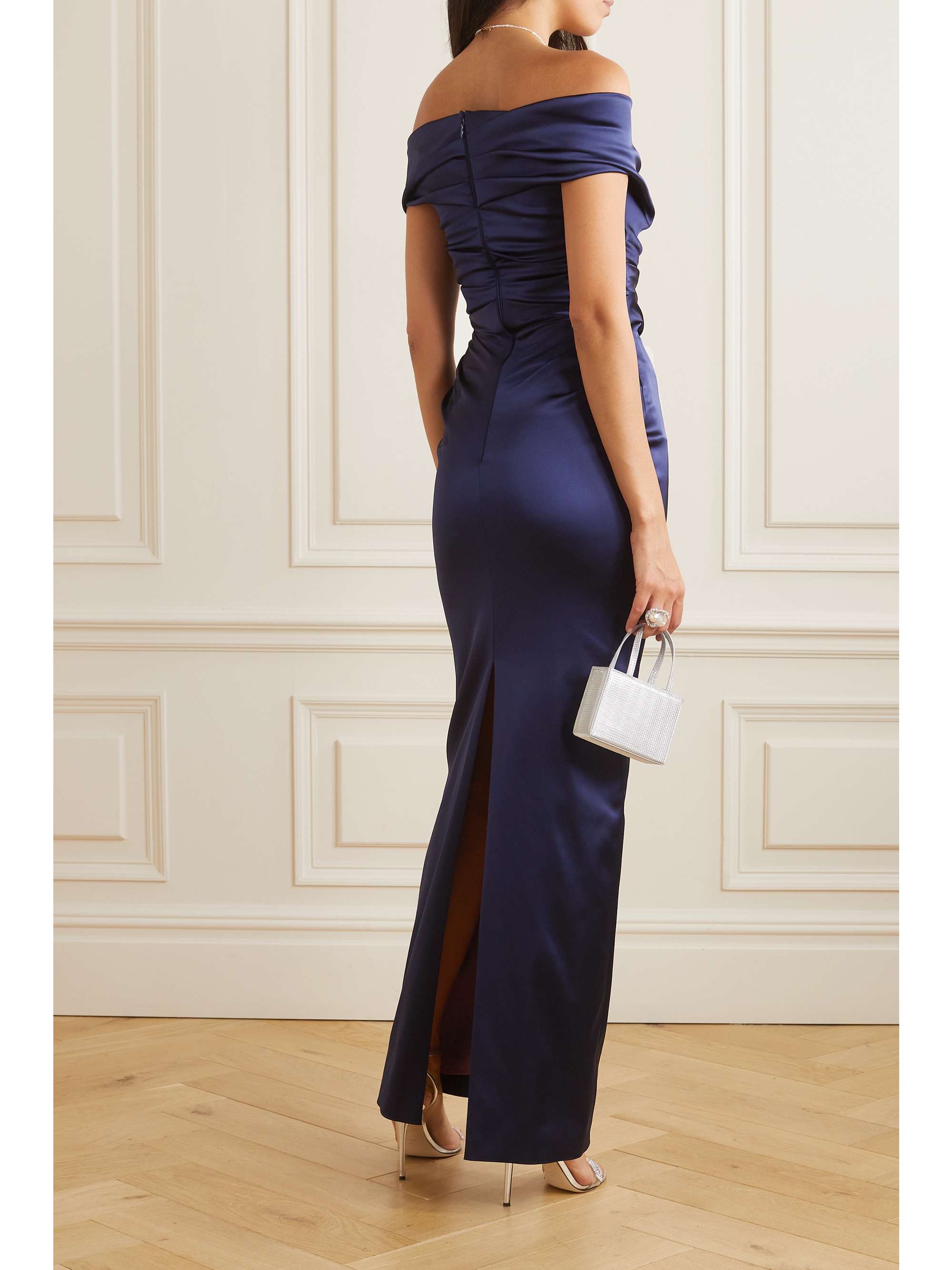 TALBOT RUNHOF Ruched wrap-effect satin gown | NET-A-PORTER