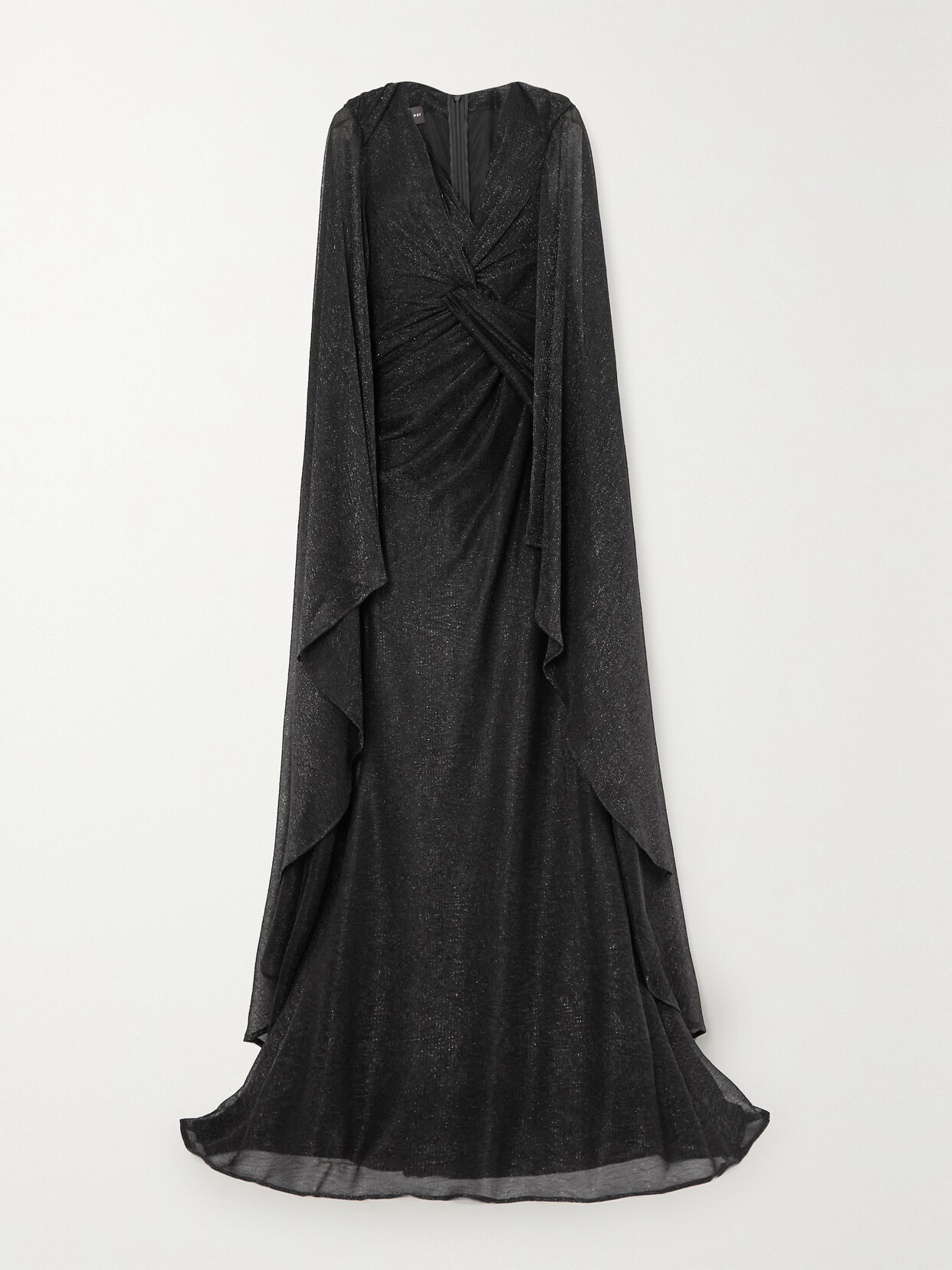 Talbot Runhof - Cape-effect Metallic Knitted Gown - Black