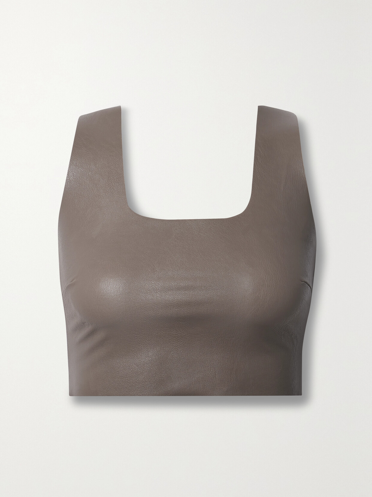 Commando Cropped Faux Stretch-leather Top - Neutrals