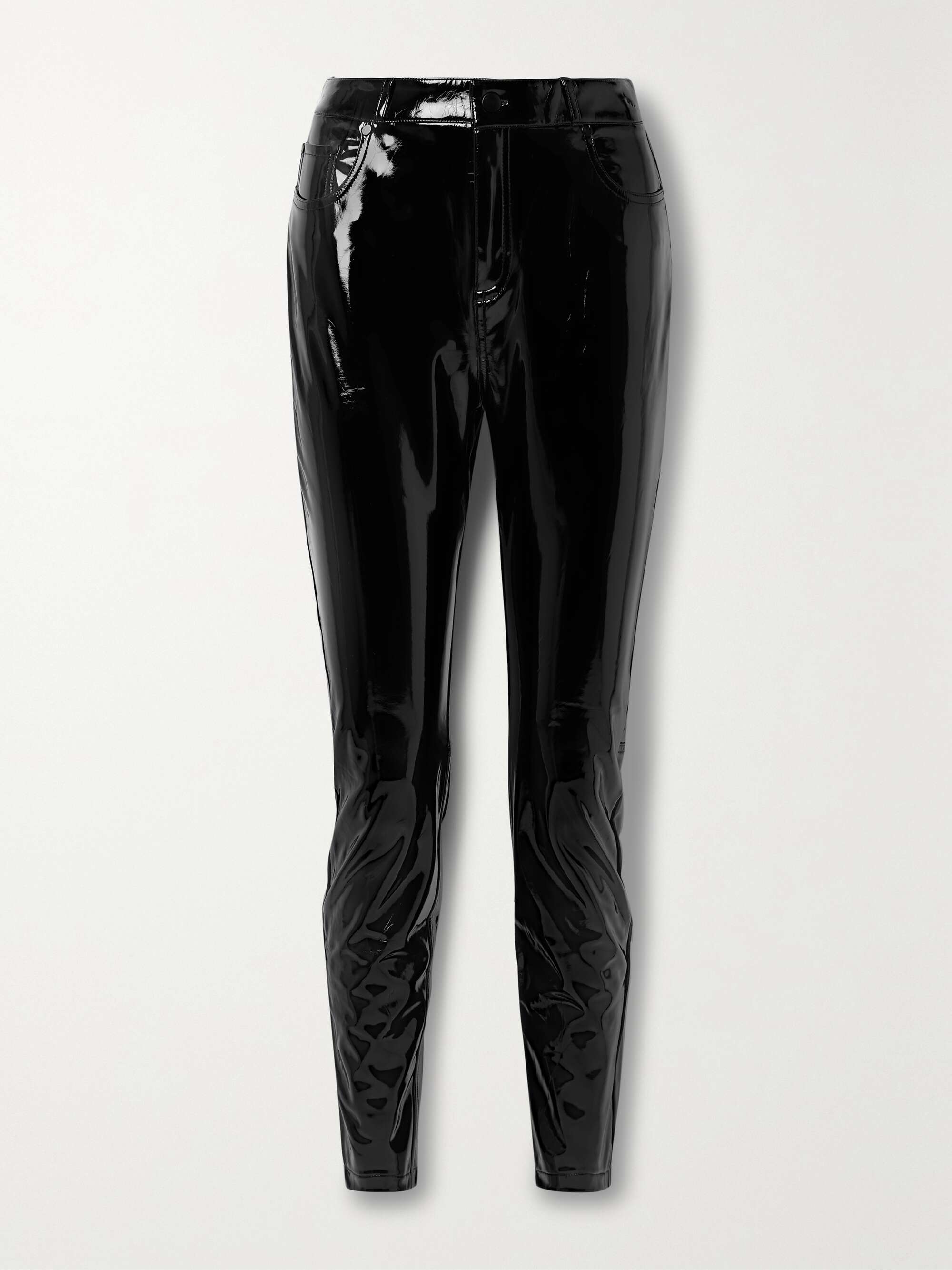 Stretch Black Faux Patent Leather Leggings