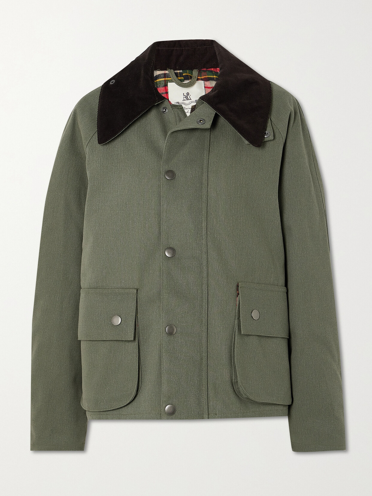 Denimist - Oversized Corduroy-trimmed Denim Jacket - Green