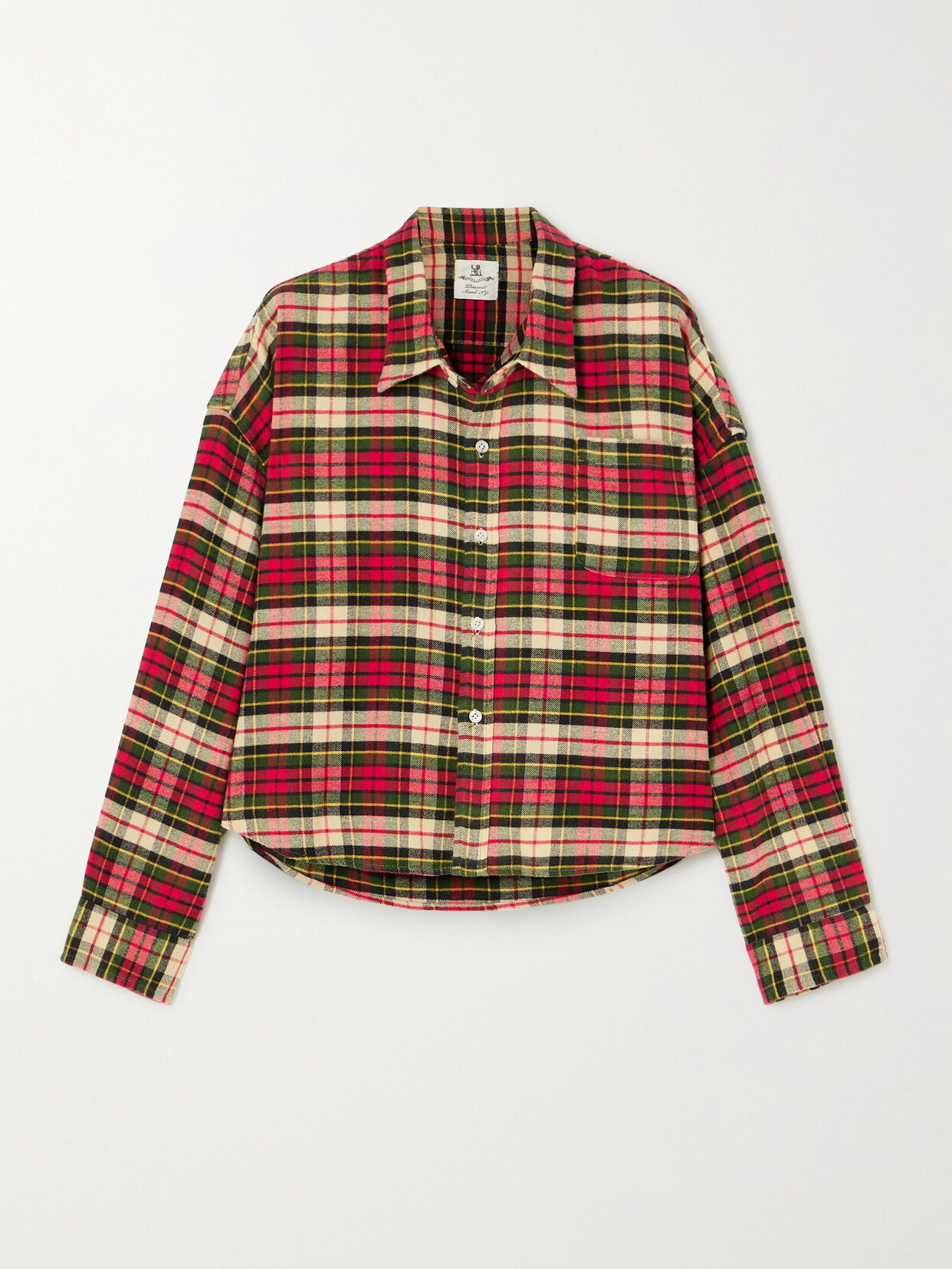 Denimist - Oversized Cropped Checked Cotton-flannel Shirt - Red