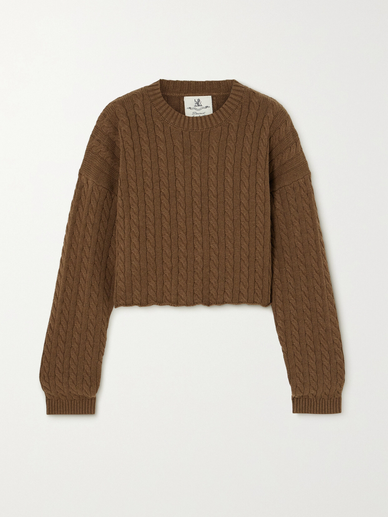 Denimist - Oversized Cropped Cable-knit Cotton Sweater - Brown