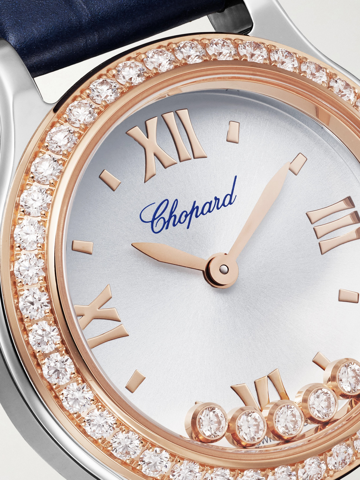 Chopard Happy Sport 25mm 18-karat Rose Gold, Stainless Steel, Alligator And Diamond Watch In Gold