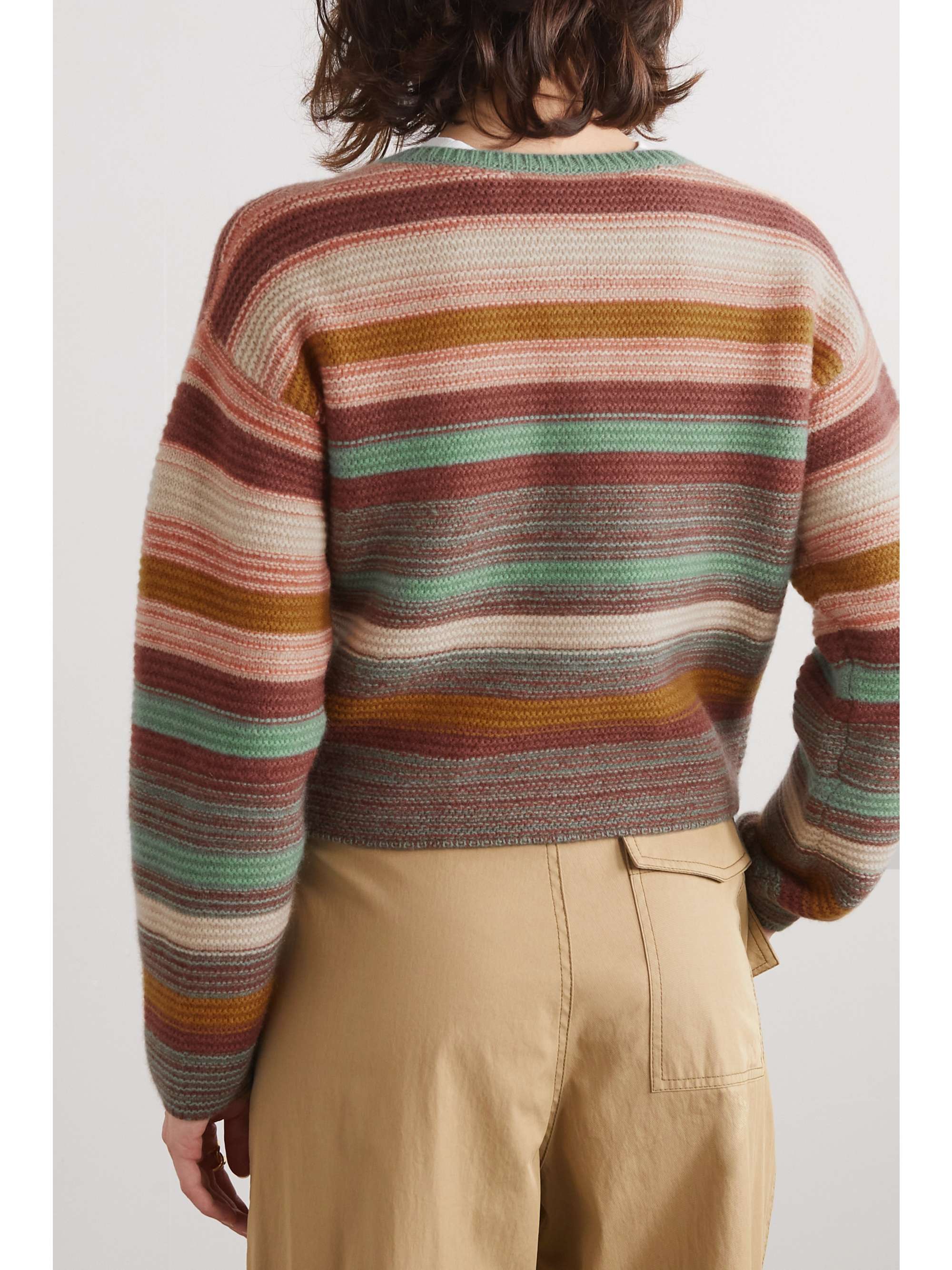 THE ELDER STATESMAN Sundry cropped striped cashmere cardigan | NET-A-PORTER