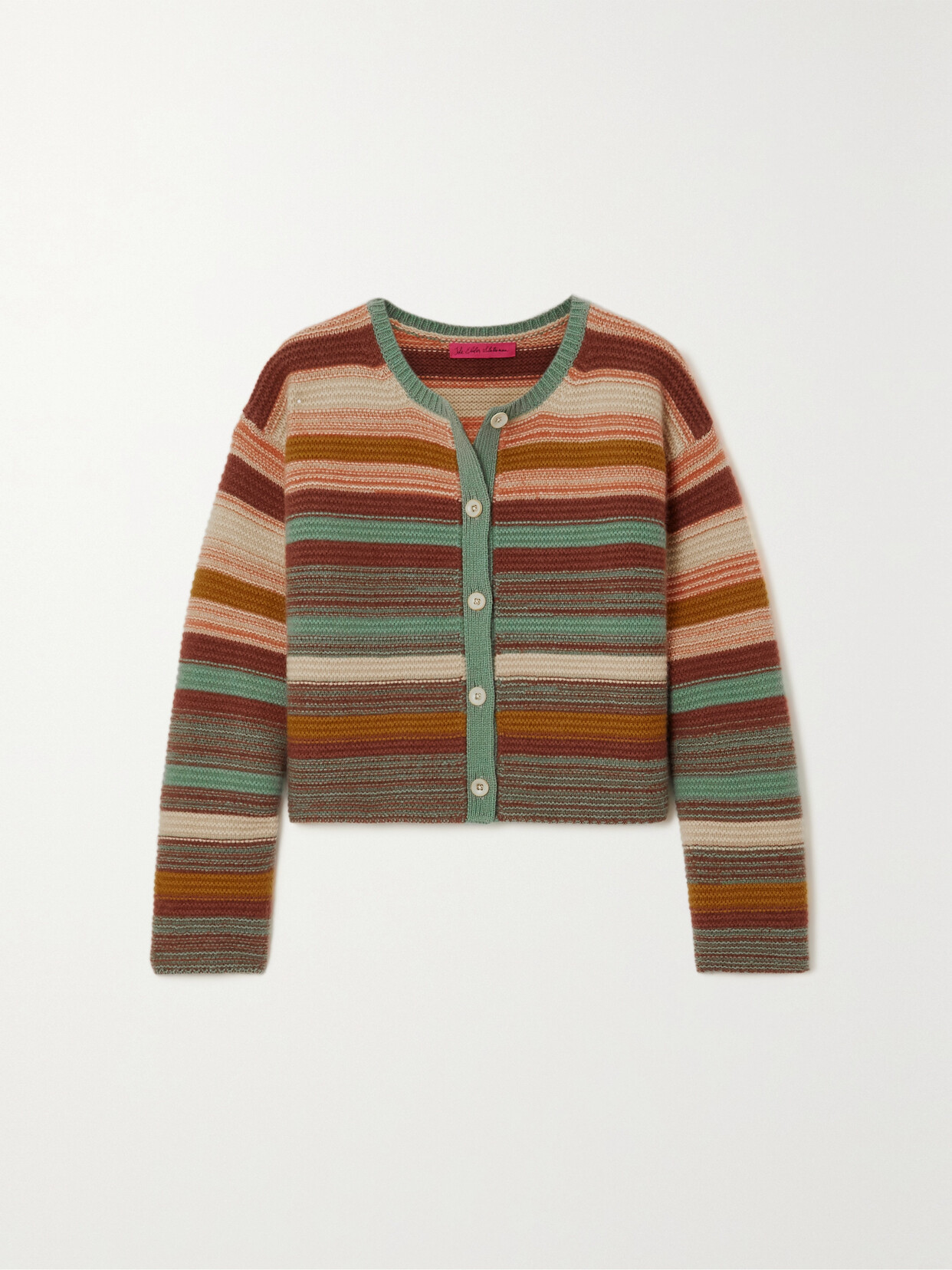 The Elder Statesman Sundry Cropped Striped Cashmere Cardigan In Multi