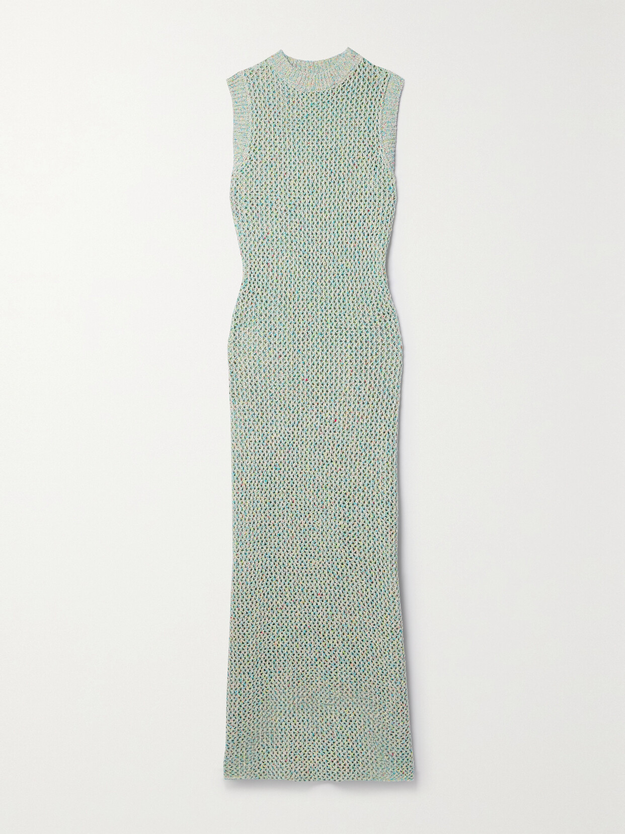 The Elder Statesman Como Cross Open-knit Cotton, Linen And Silk-blend Maxi Dress In Multi