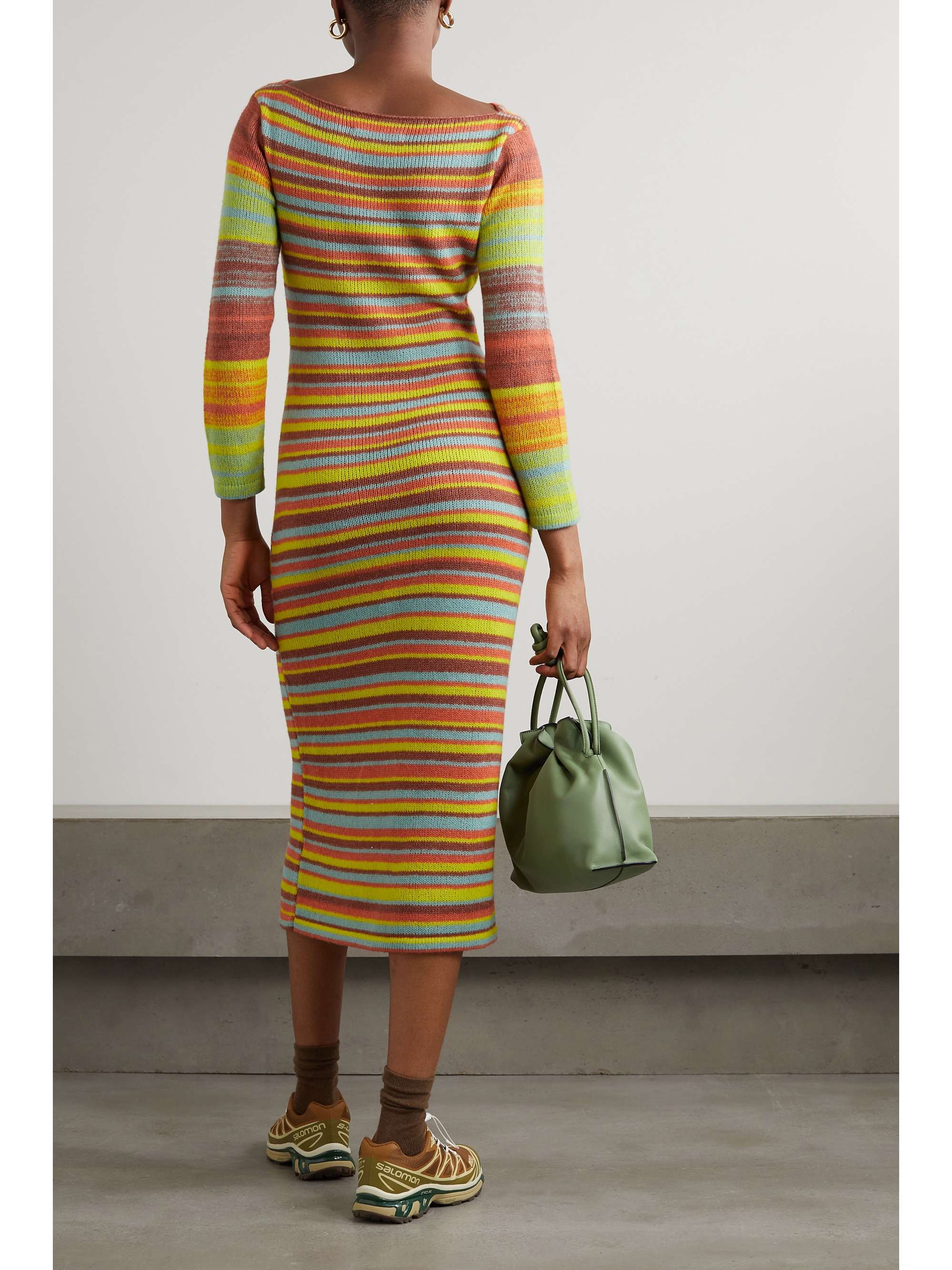 THE ELDER STATESMAN Nimbus striped cashmere and cotton-blend midi dress ...