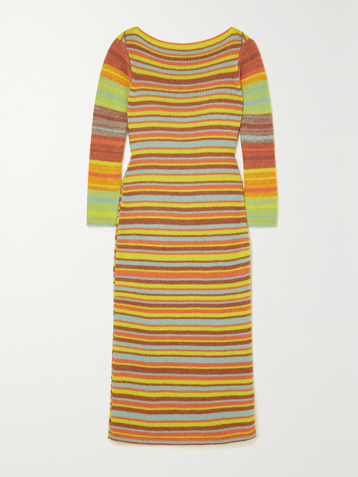 The Elder Statesman Nimbus Striped Cashmere And Cotton-blend Midi Dress In Multi