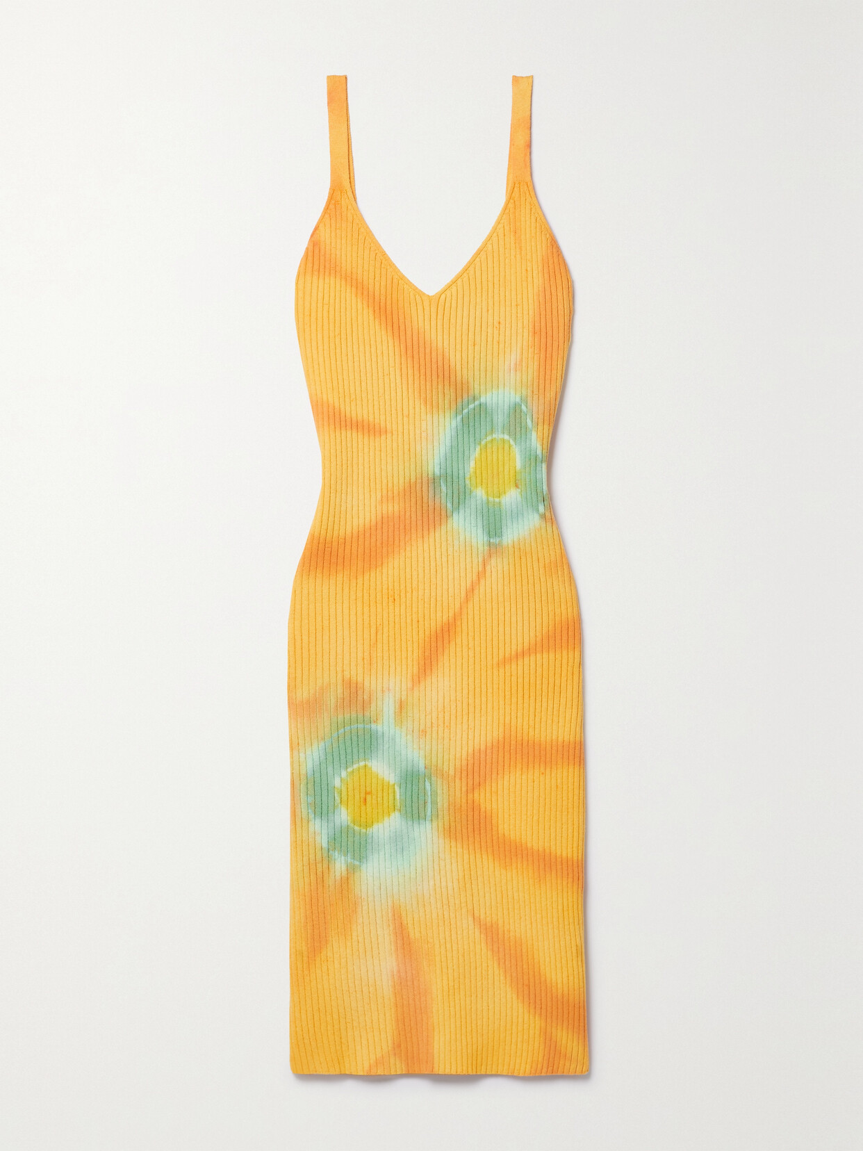 The Elder Statesman Ecliptic Tie-dyed Organic Cotton And Cashmere-blend Dress - Orange