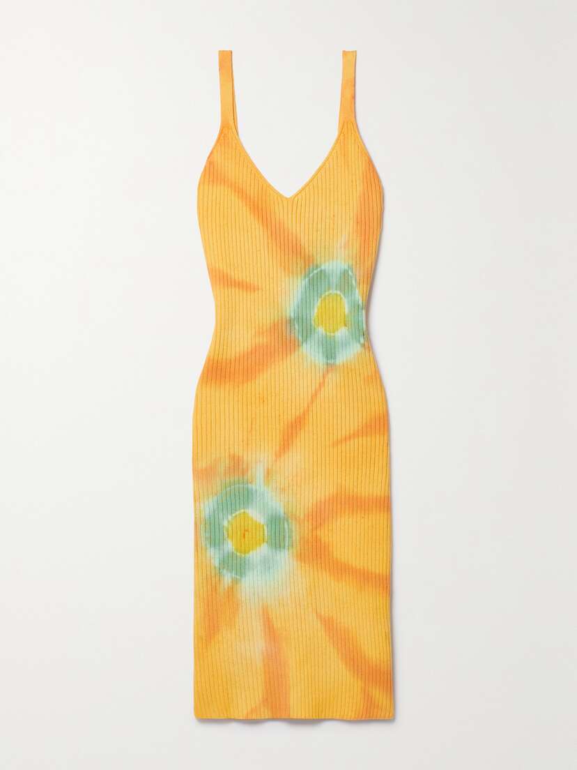 The Elder Statesman Ecliptic Tie-dyed Organic Cotton And Cashmere-blend Dress