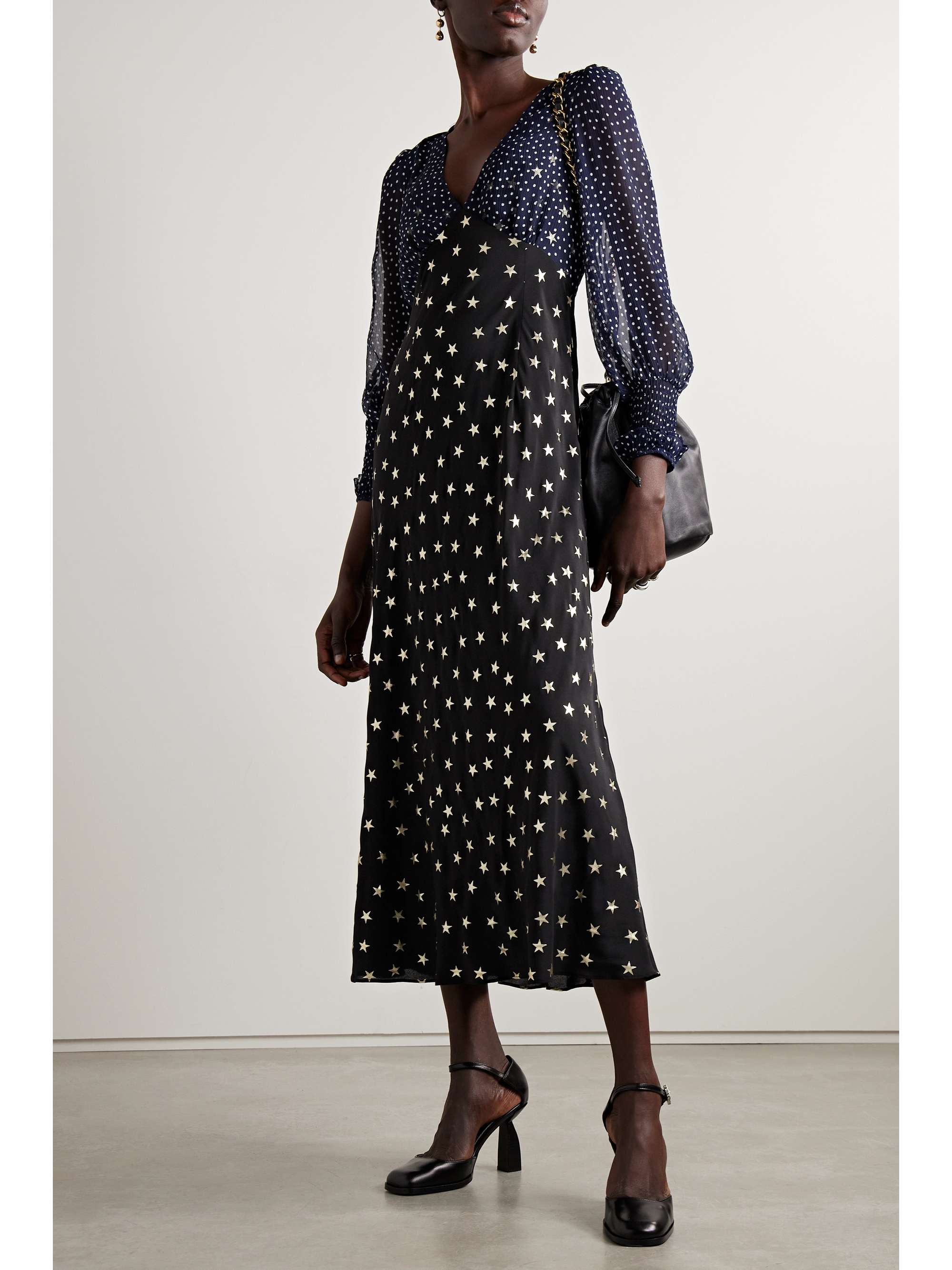 RIXO Erin printed silk-chiffon and crepe de chine midi dress | NET-A-PORTER