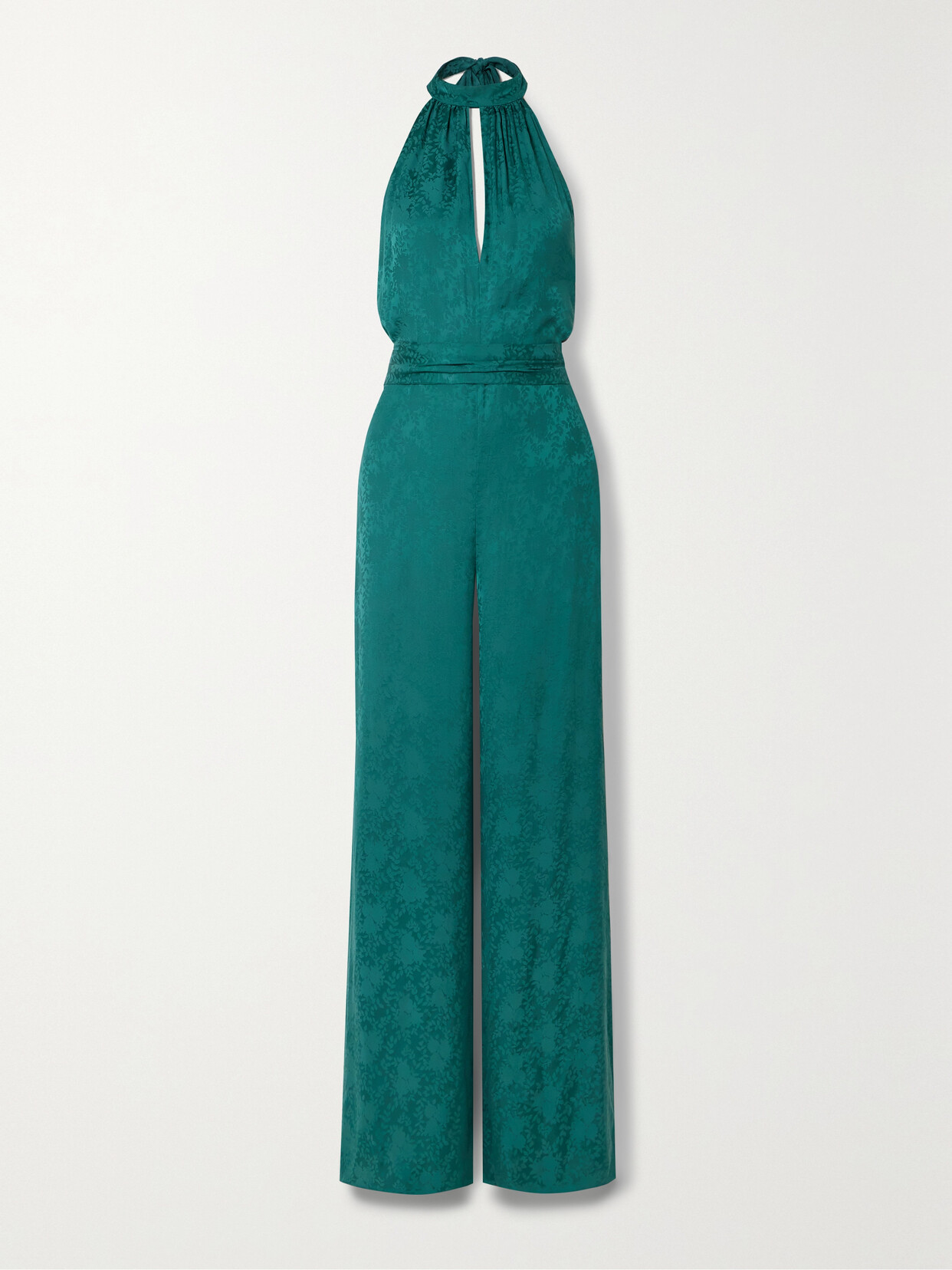 RIXO - Rocky 2 Satin-jacquard Halterneck Jumpsuit - Green