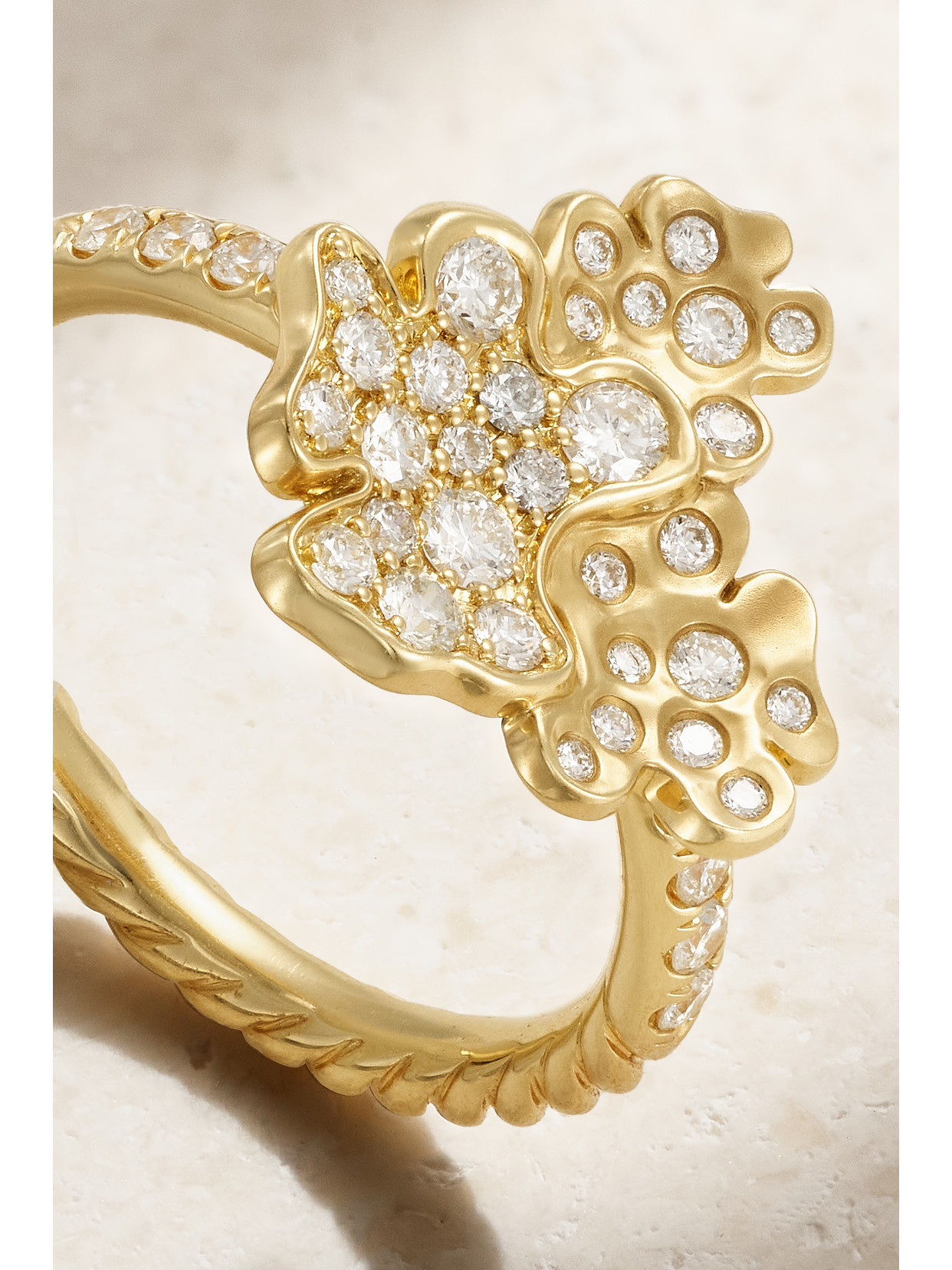 DAVID YURMAN FINE PETALS 18-KARAT GOLD DIAMOND RING