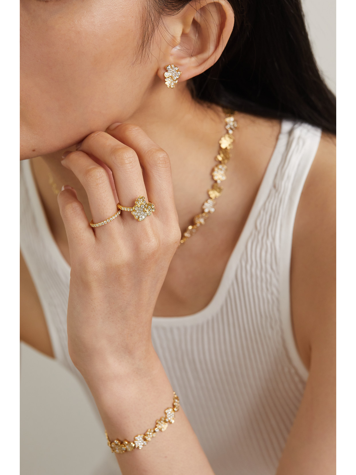 DAVID YURMAN FINE PETALS 18-KARAT GOLD DIAMOND RING