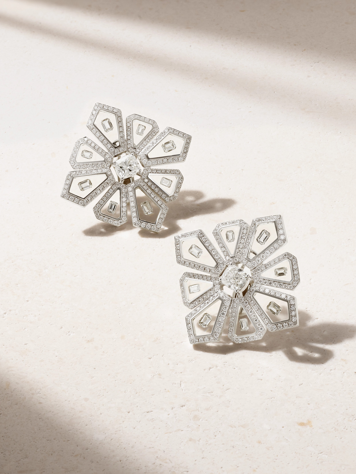 Nikos Koulis - Universe 18-karat White Gold, Diamond And Enamel Earrings - One size