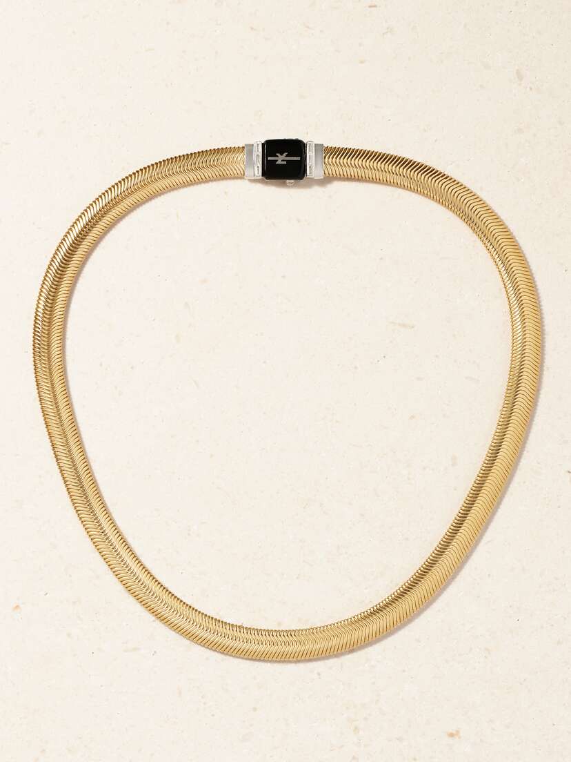 Nikos Koulis Feelings 18-karat White And Yellow Gold, Diamond And Enamel Necklace