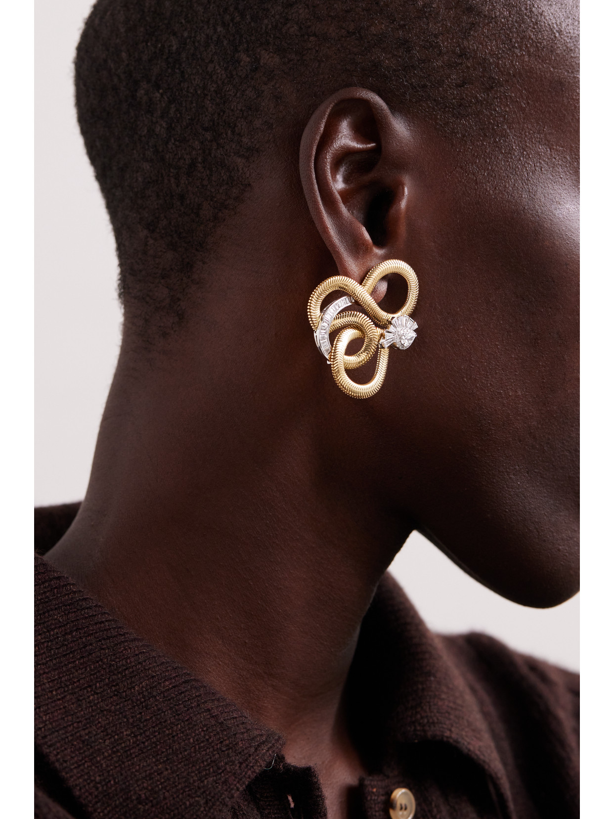 Nikos Koulis Feelings 18-karat Yellow And White Gold Diamond Earrings In Gold
