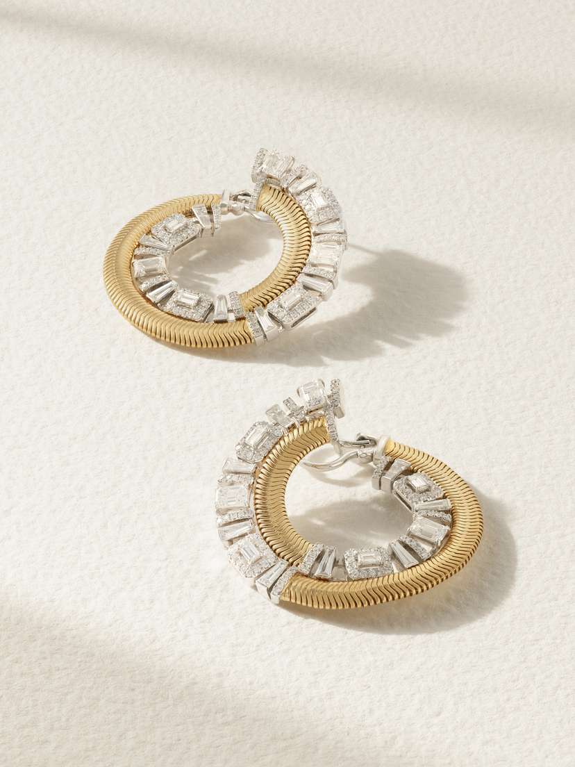 Nikos Koulis Feelings 18-karat Yellow And White Gold Diamond Hoop Earrings