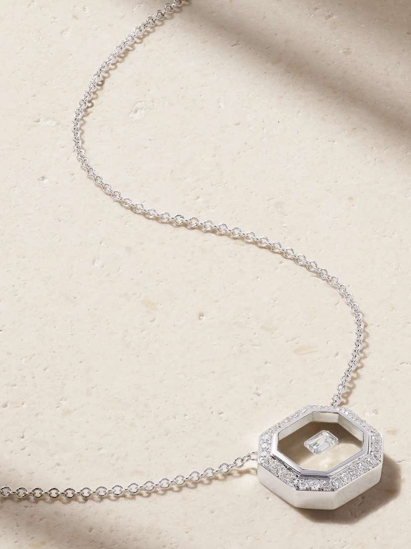 Nikos Koulis Universe 18-karat White Gold, Diamond And Enamel Necklace