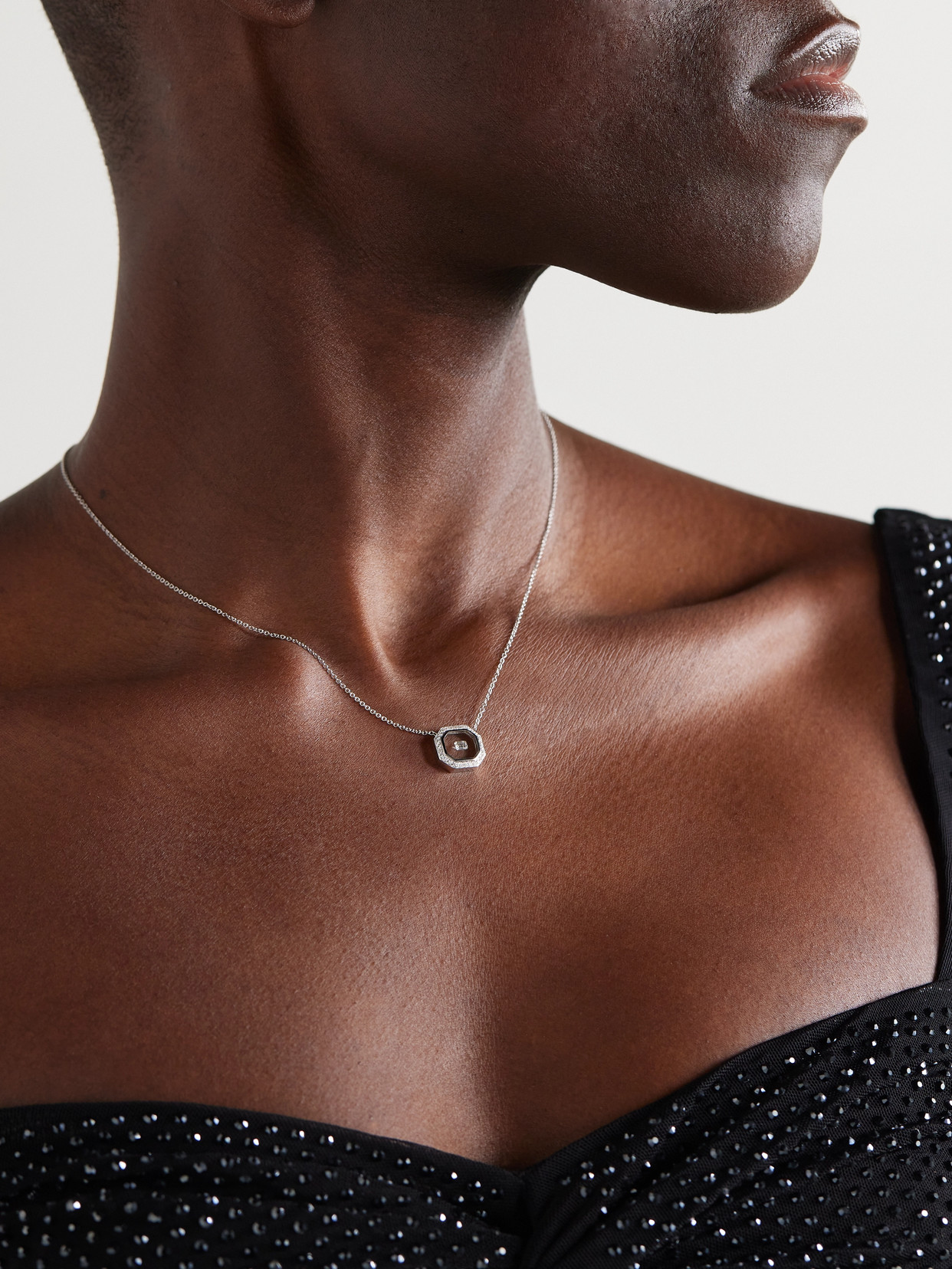 Nikos Koulis Universe 18-karat White Gold, Diamond And Enamel Necklace In Gold