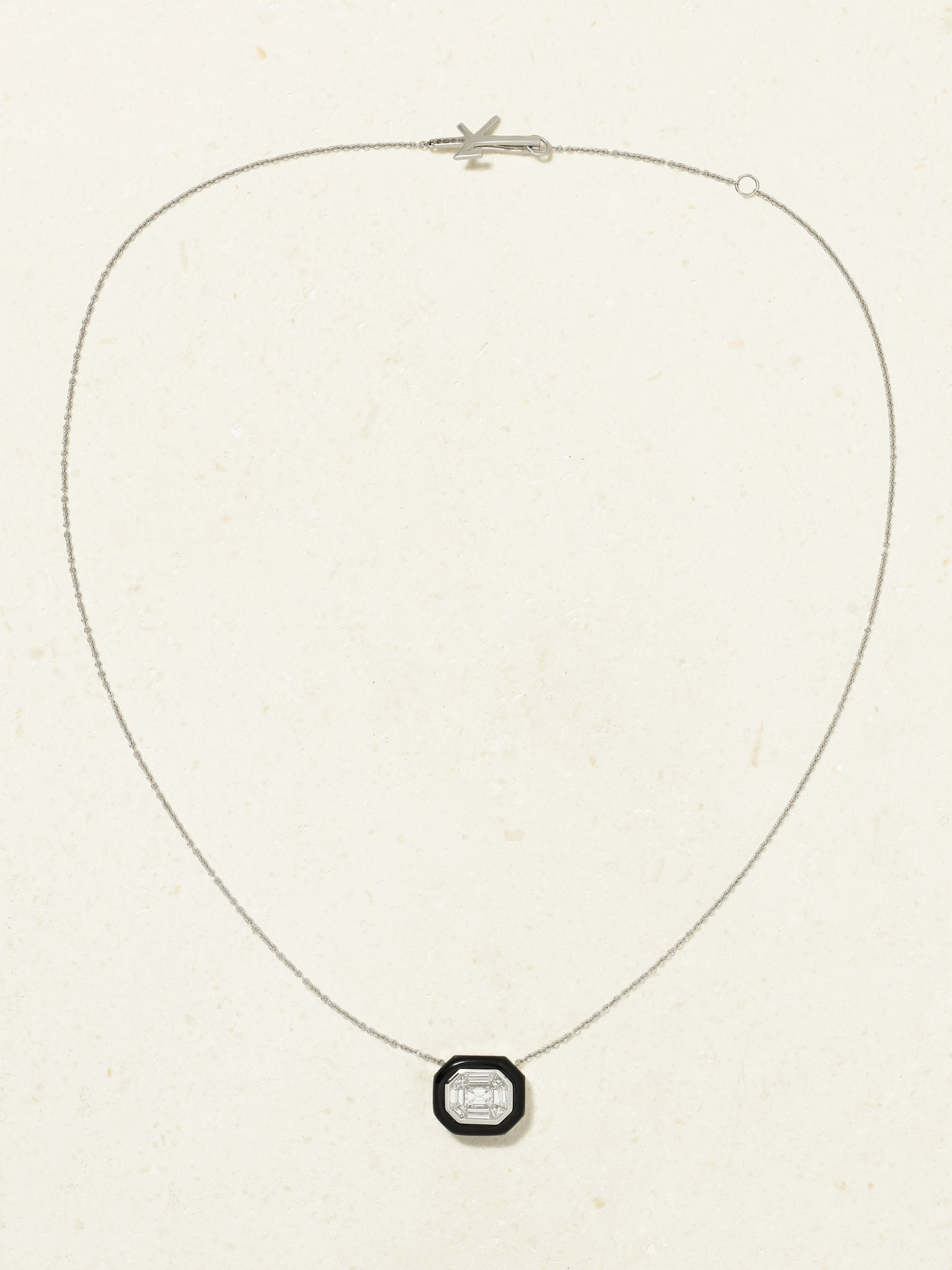 Nikos Koulis Oui 18-karat White Gold, Diamond And Enamel Necklace In Gold