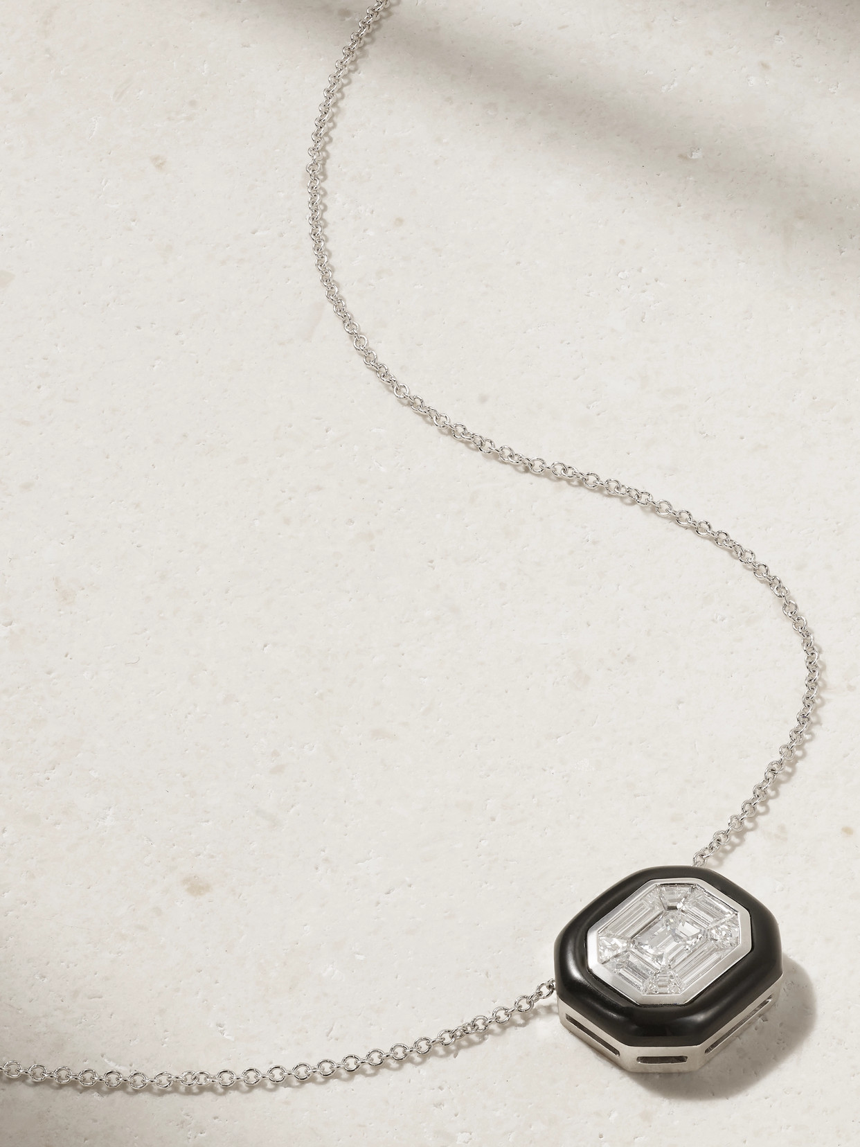 Nikos Koulis - Oui 18-karat White Gold, Diamond And Enamel Necklace - One size