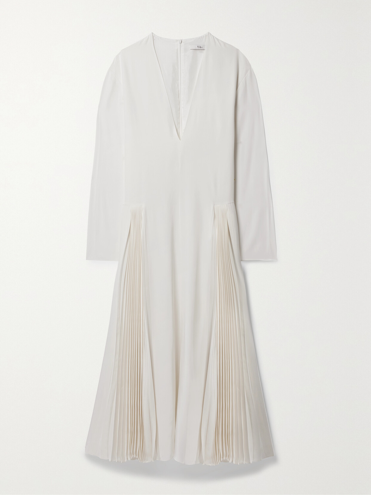 Tibi - Pleated Silk-crepe Midi Dress - White