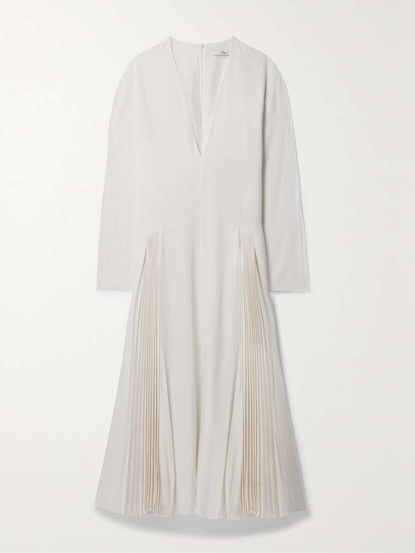 Tibi Pleated Silk-crepe Midi Dress