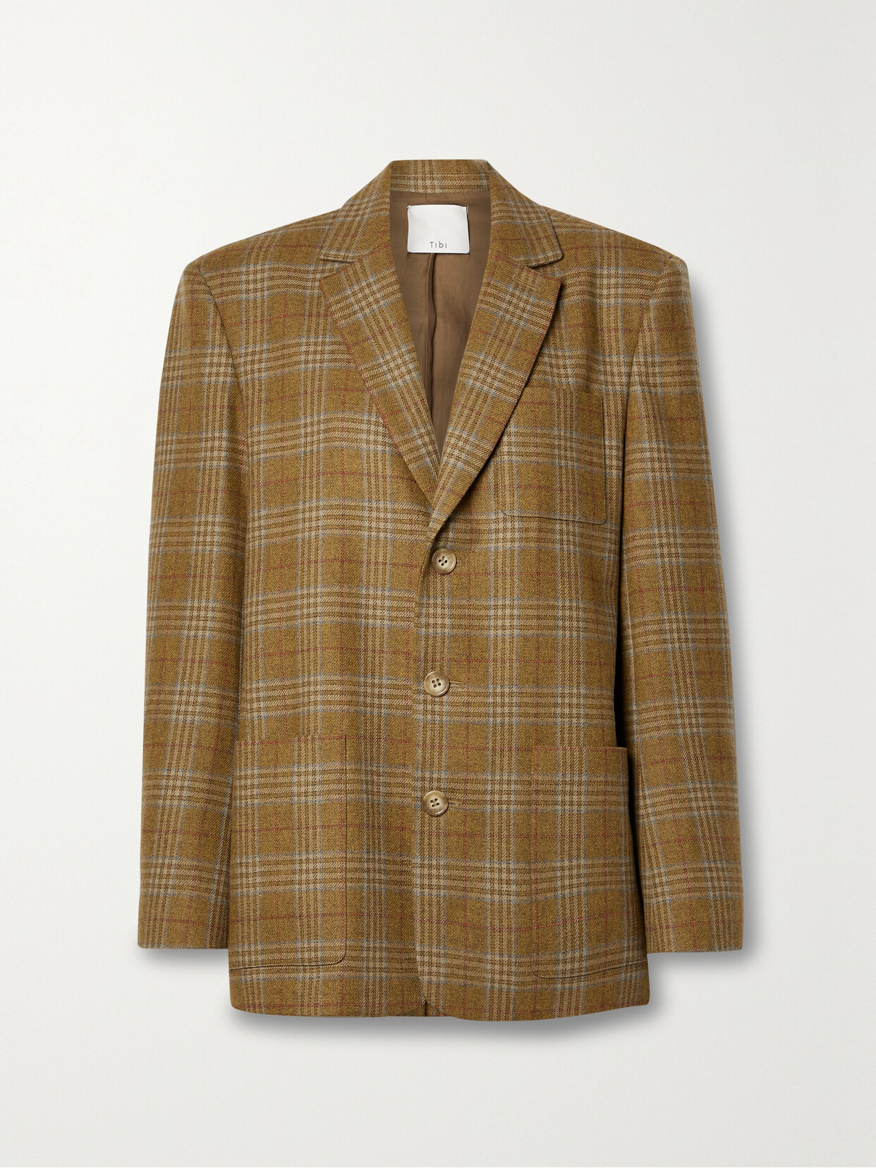 Tibi - Hopper Checked Wool And Cashmere-blend Blazer - Brown