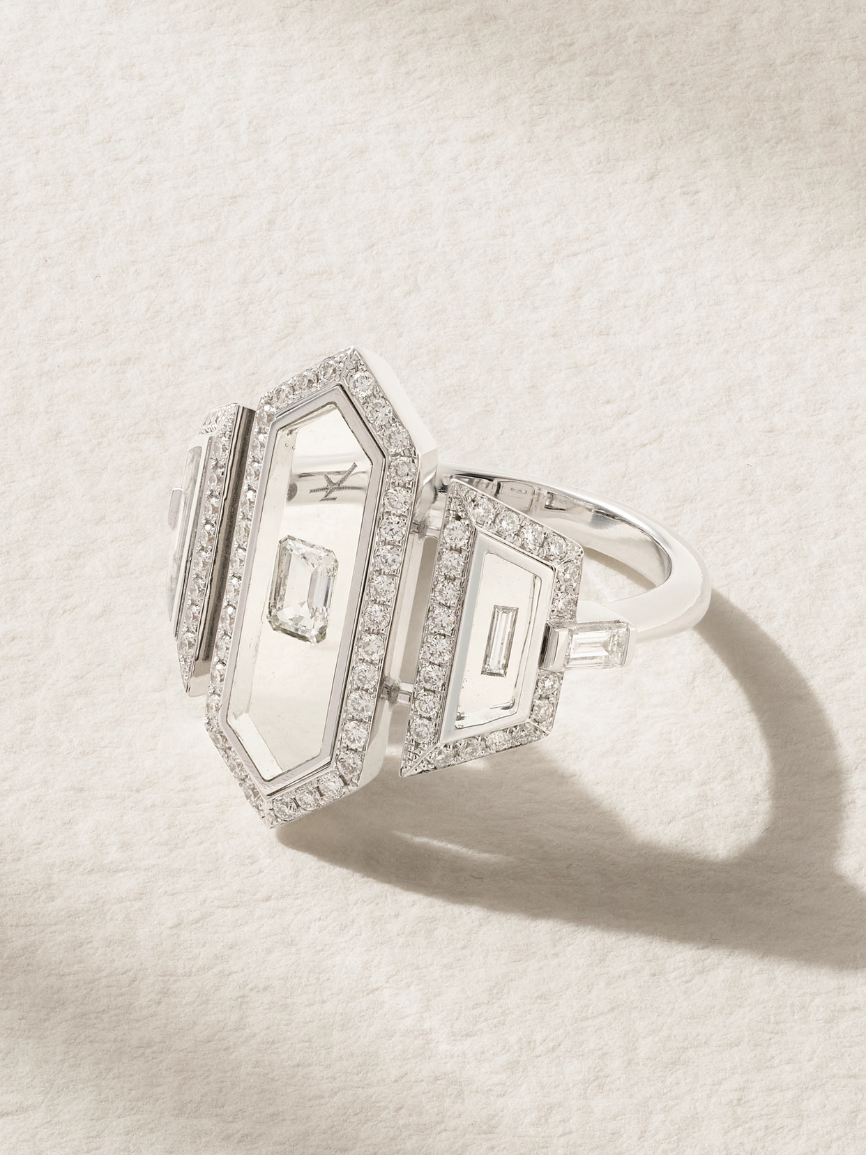 Nikos Koulis Universe 18-karat White Gold, Diamond And Enamel Ring - 6 1/2