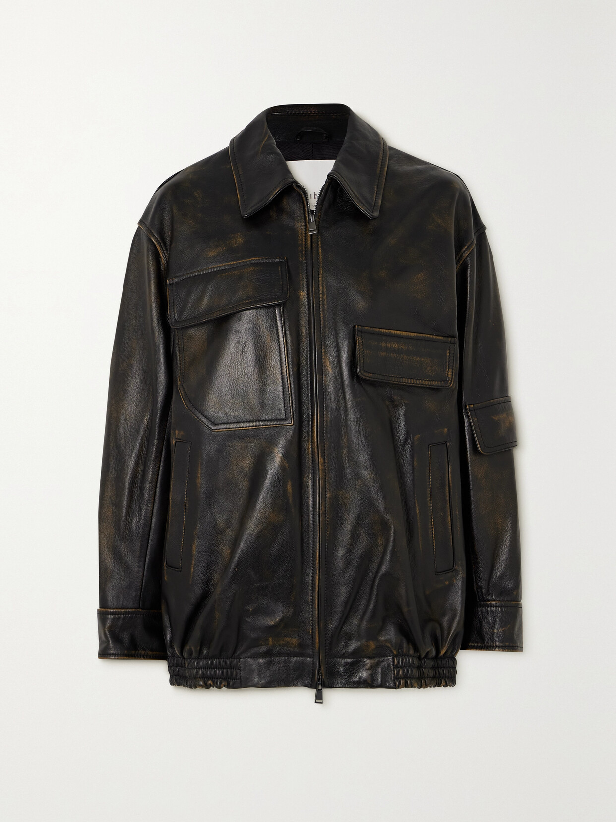 Tibi - Distressed Leather Jacket - Brown