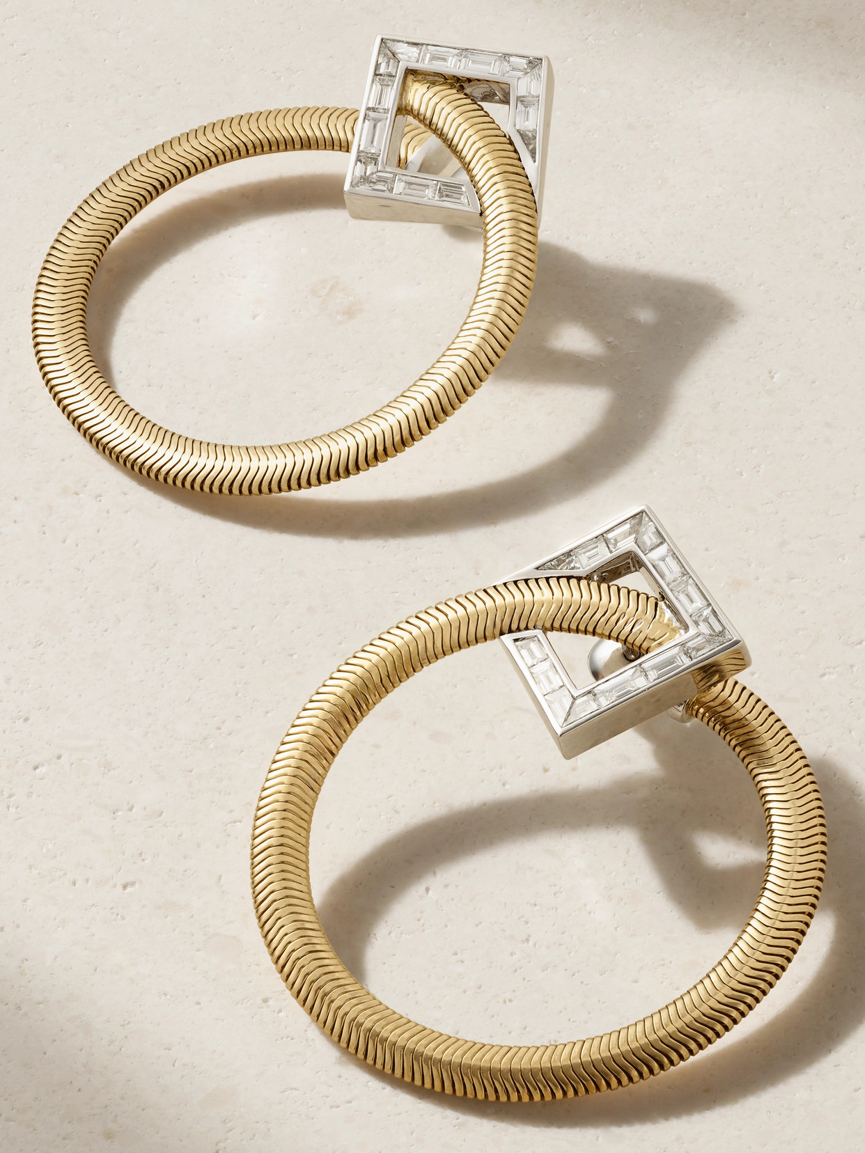 Nikos Koulis Feelings 18-karat Yellow And White Gold Diamond Hoop Earrings In Gold