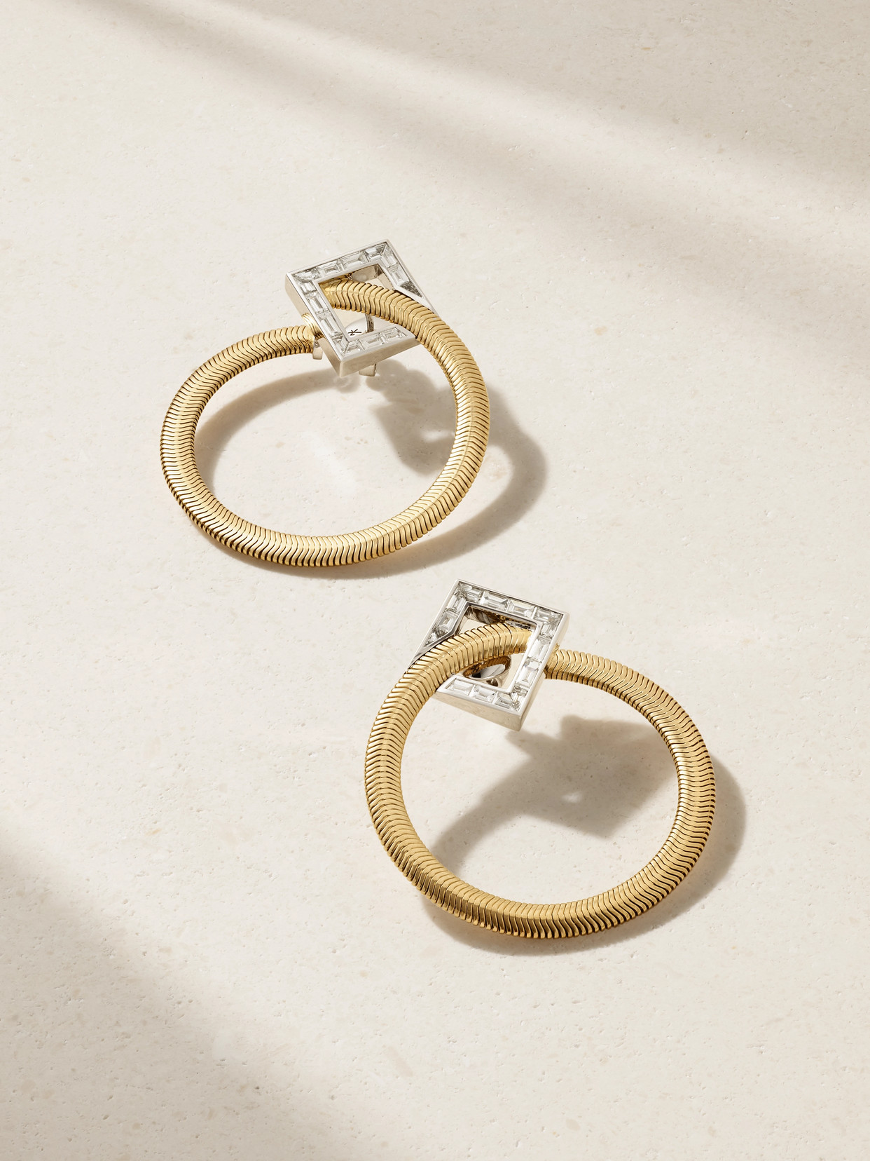 Nikos Koulis - Feelings 18-karat Yellow And White Gold Diamond Hoop Earrings - One size
