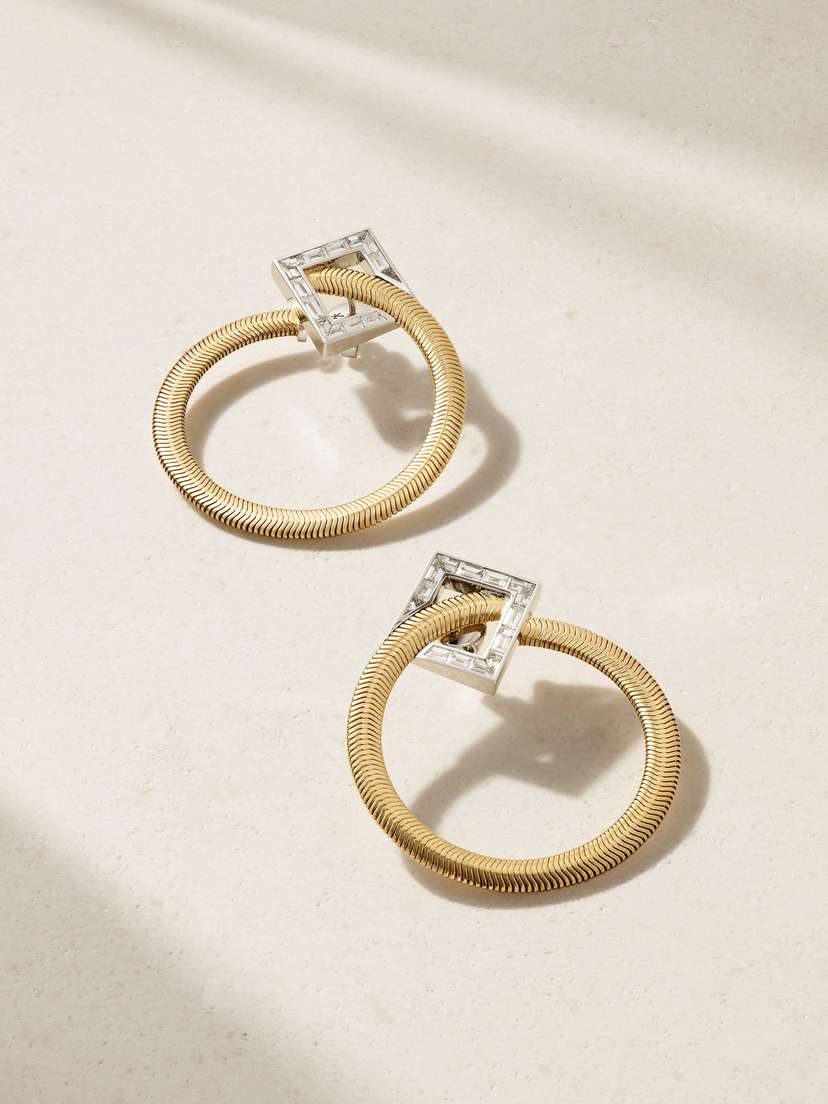 Nikos Koulis Feelings 18-karat Yellow And White Gold Diamond Hoop Earrings