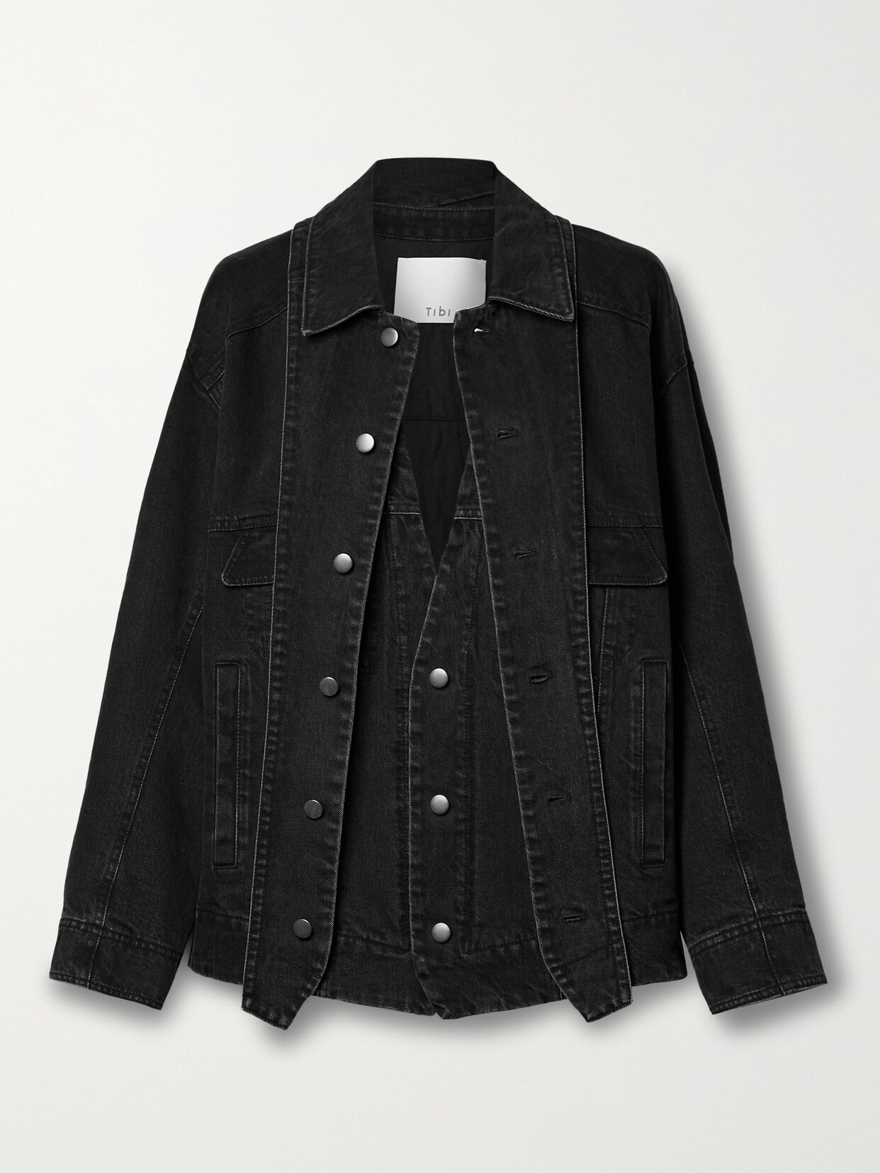 Tibi Convertible Denim Jacket In Black