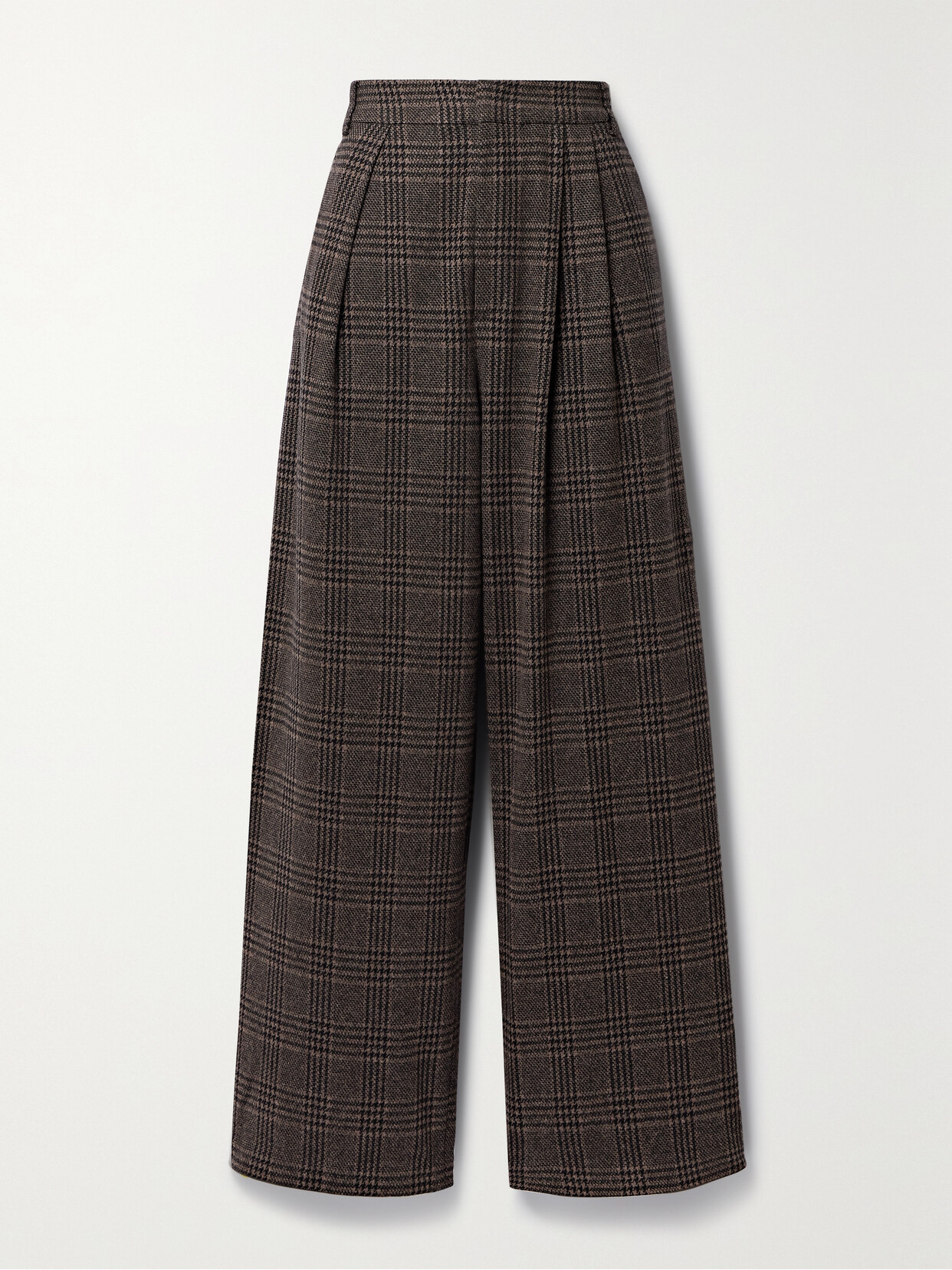 TIBI STELLA PLEATED PRINCE OF WALES CHECKED WOVEN WIDE-LEG trousers