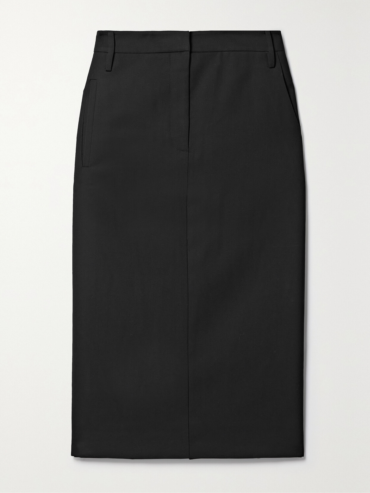 Tibi - Amelia Zip-detailed Grain De Poudre Wool Midi Skirt - Black