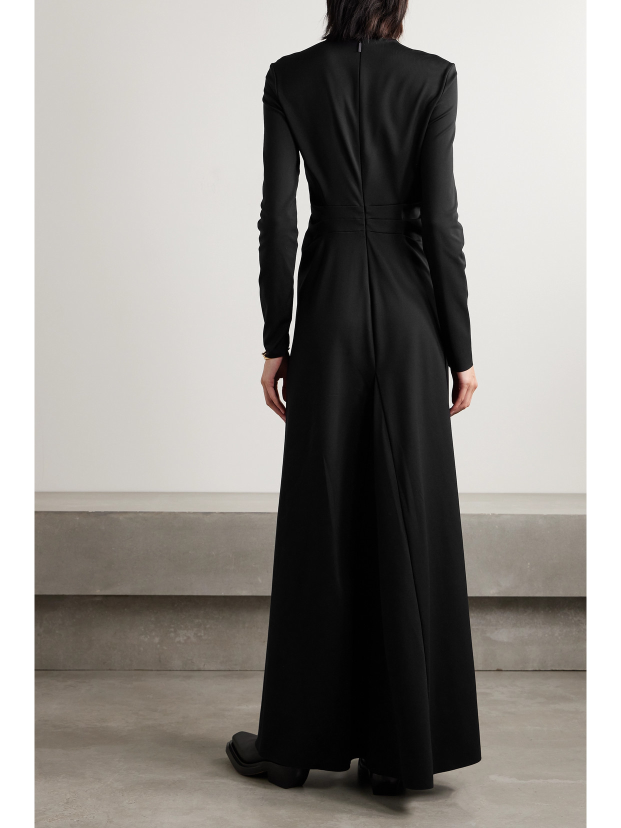 Tibi Paneled Stretch-ponte Maxi Dress In Black