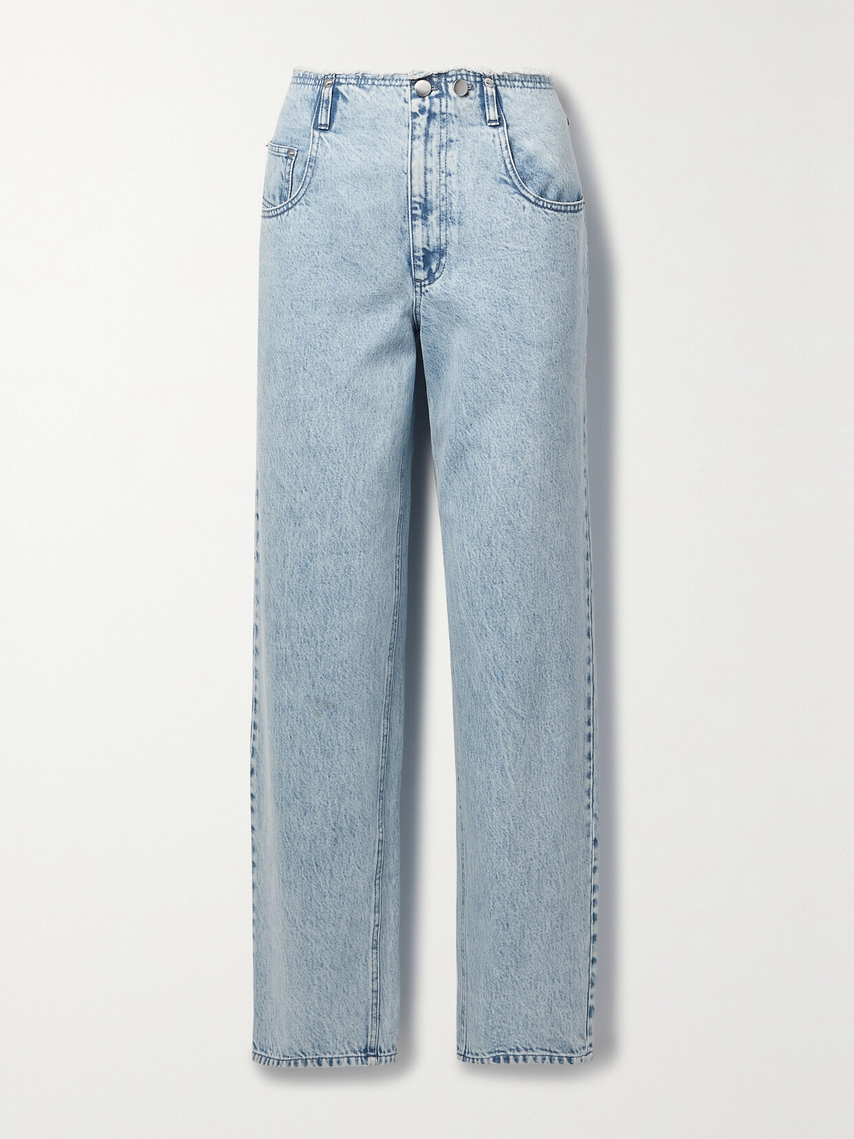 Tibi Frayed Mid-rise Straight-leg Jeans In Blue