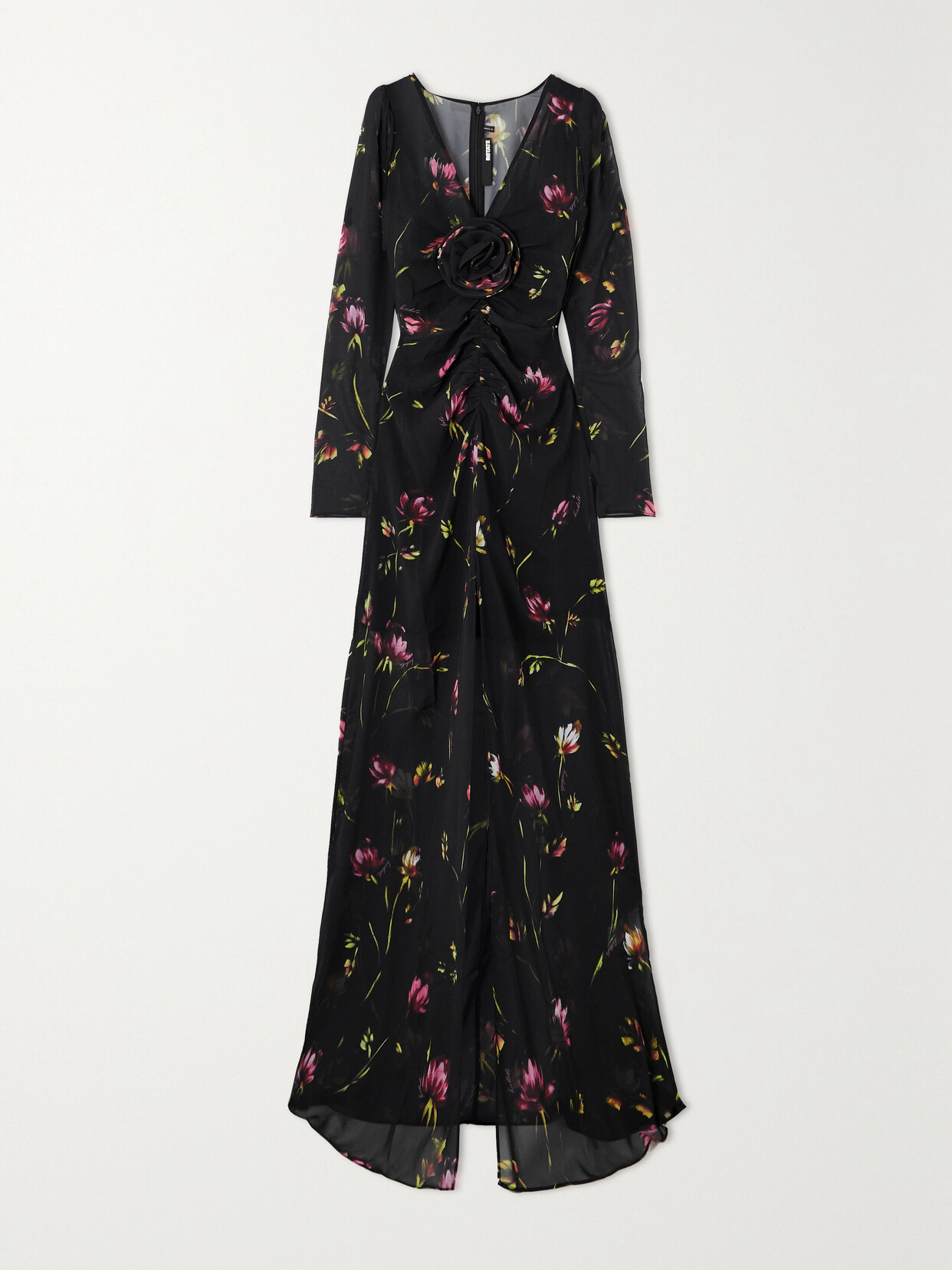 ROTATE Birger Christensen - + Net Sustain Grya Appliquéd Floral-print Recycled-georgette Maxi Dress - Black