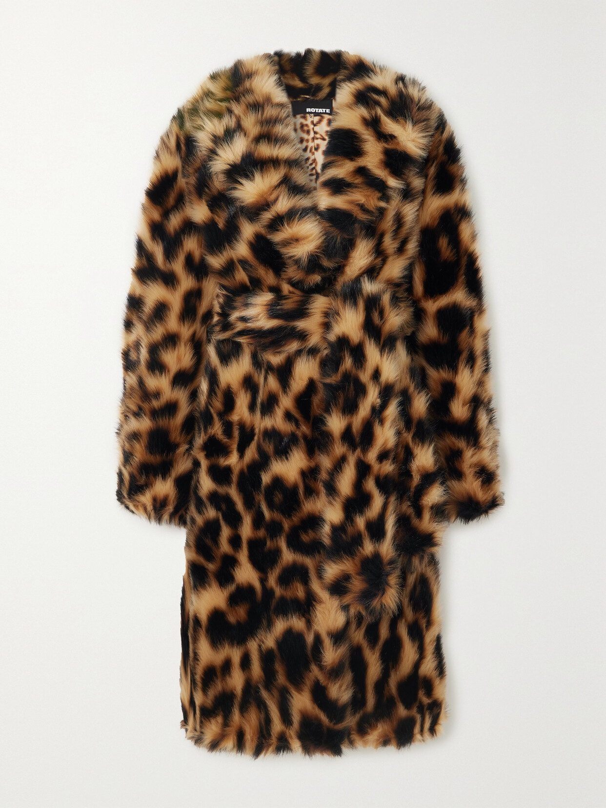 ROTATE Birger Christensen - Erika Belted Lepoard-print Faux Fur Coat - Animal print