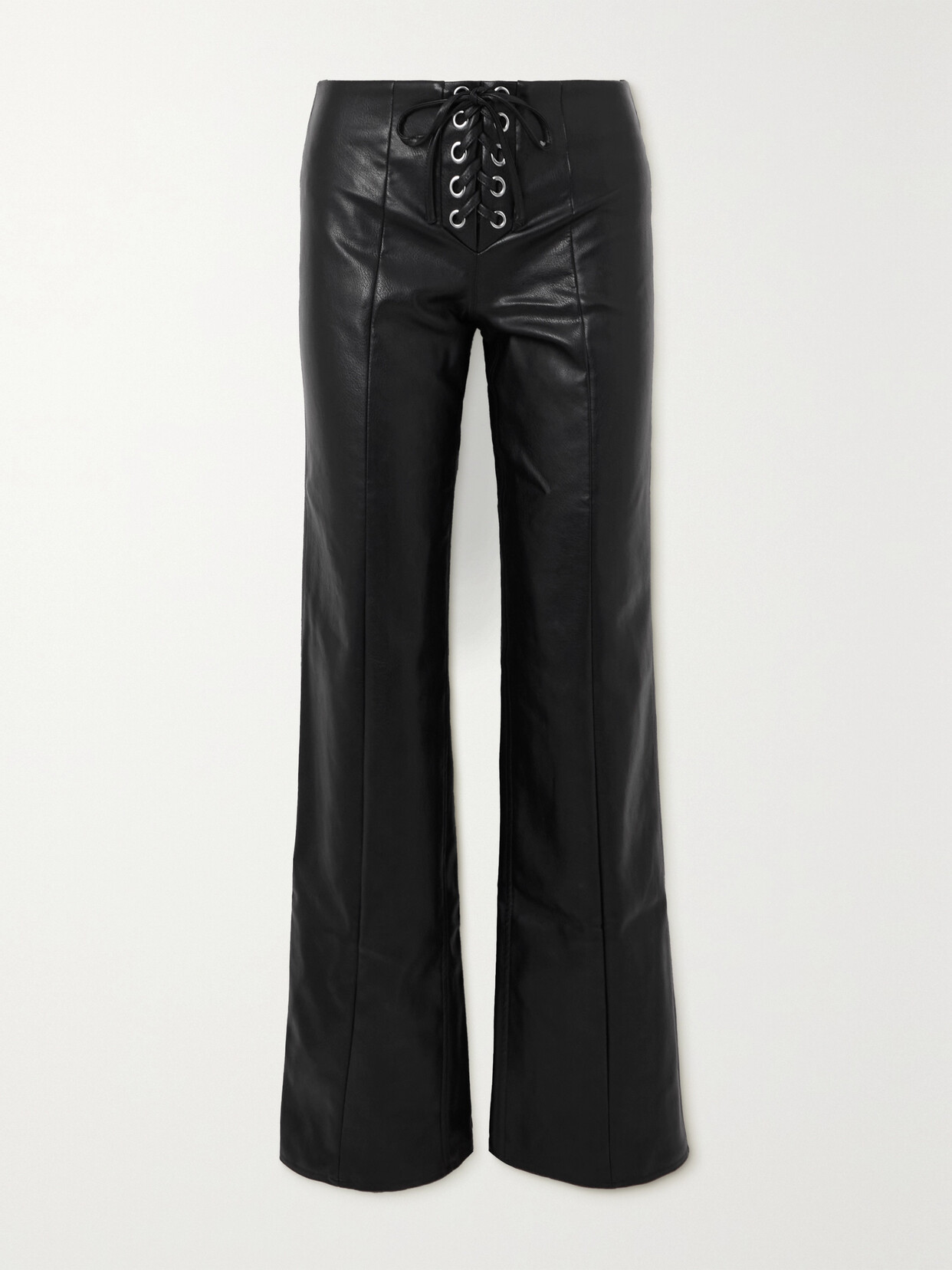 ROTATE Birger Christensen - Aldatie Lace-up Faux Leather Straight-leg Pants - Black