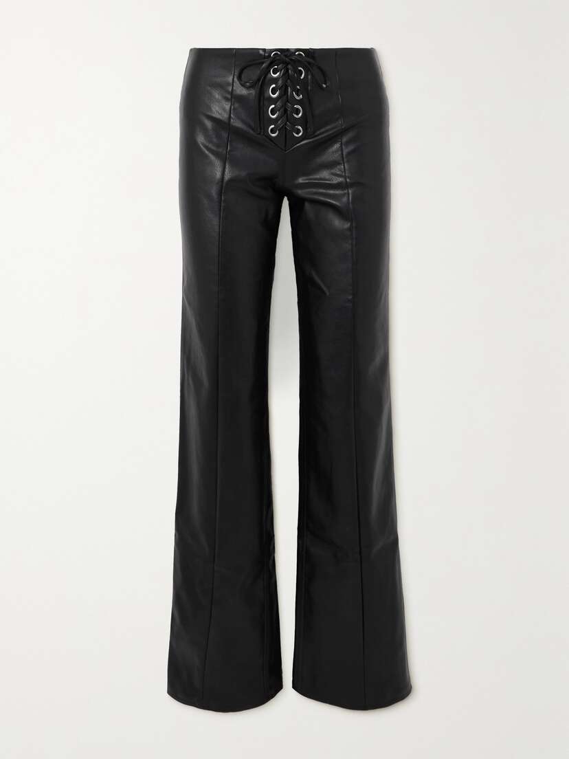 Rotate Birger Christensen Aldatie Lace-up Faux Leather Straight-leg Pants