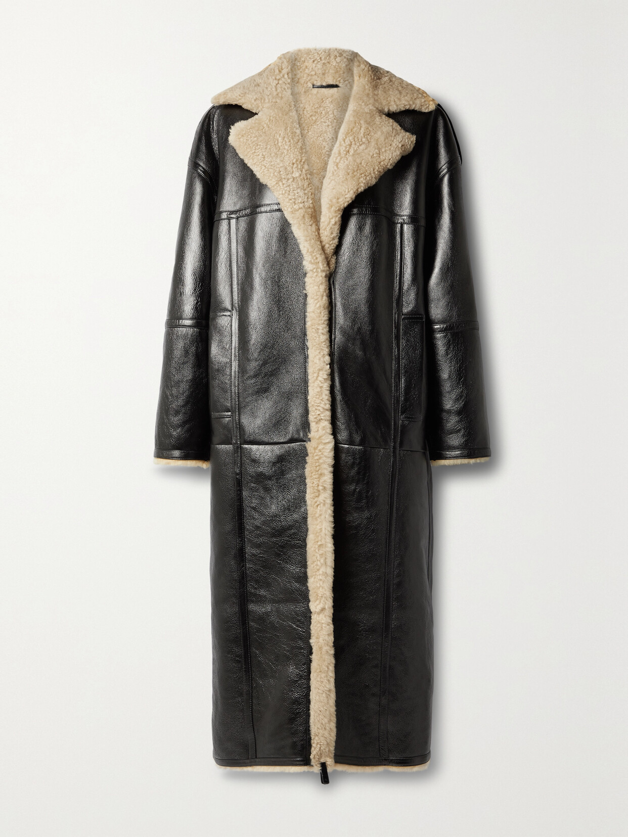 REMAIN Birger Christensen - Gimma Paneled Shearling Coat - Black