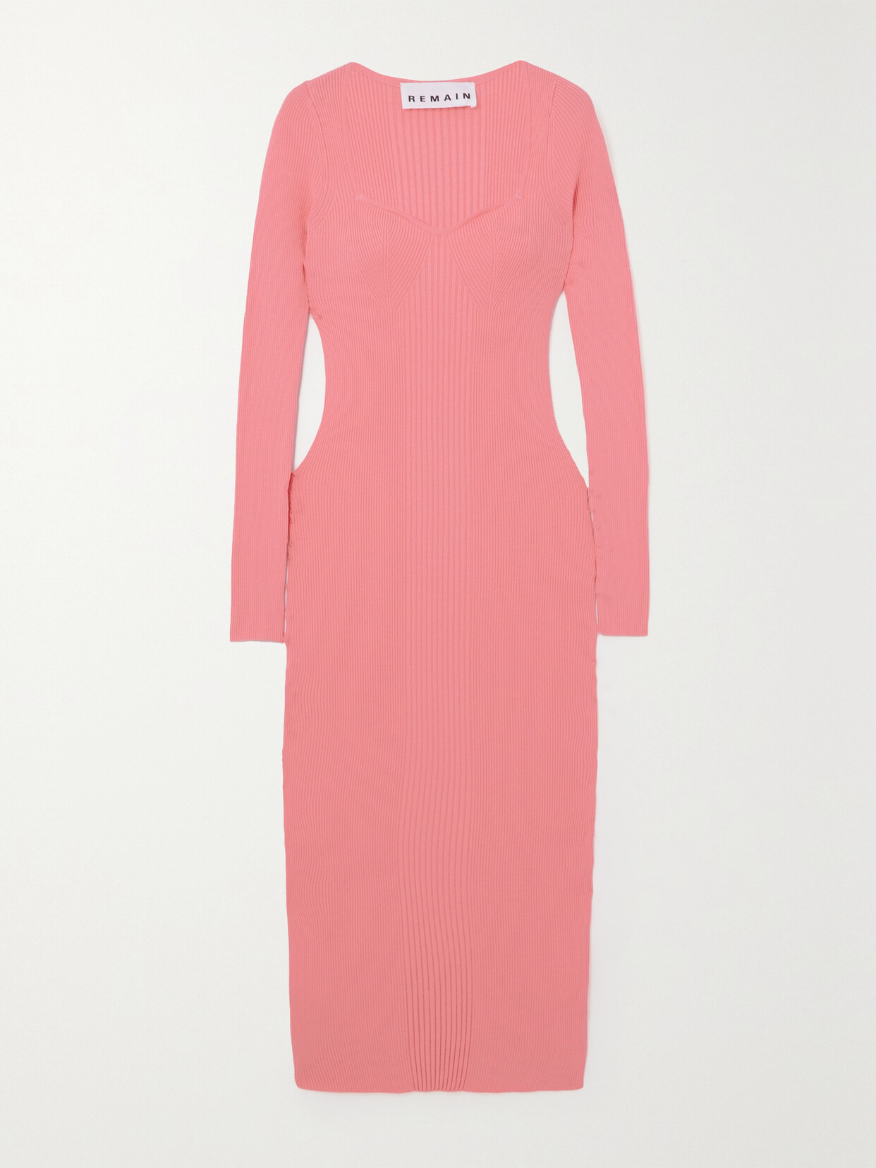 REMAIN Birger Christensen - Sylia Ribbed-knit Midi Dress - Orange
