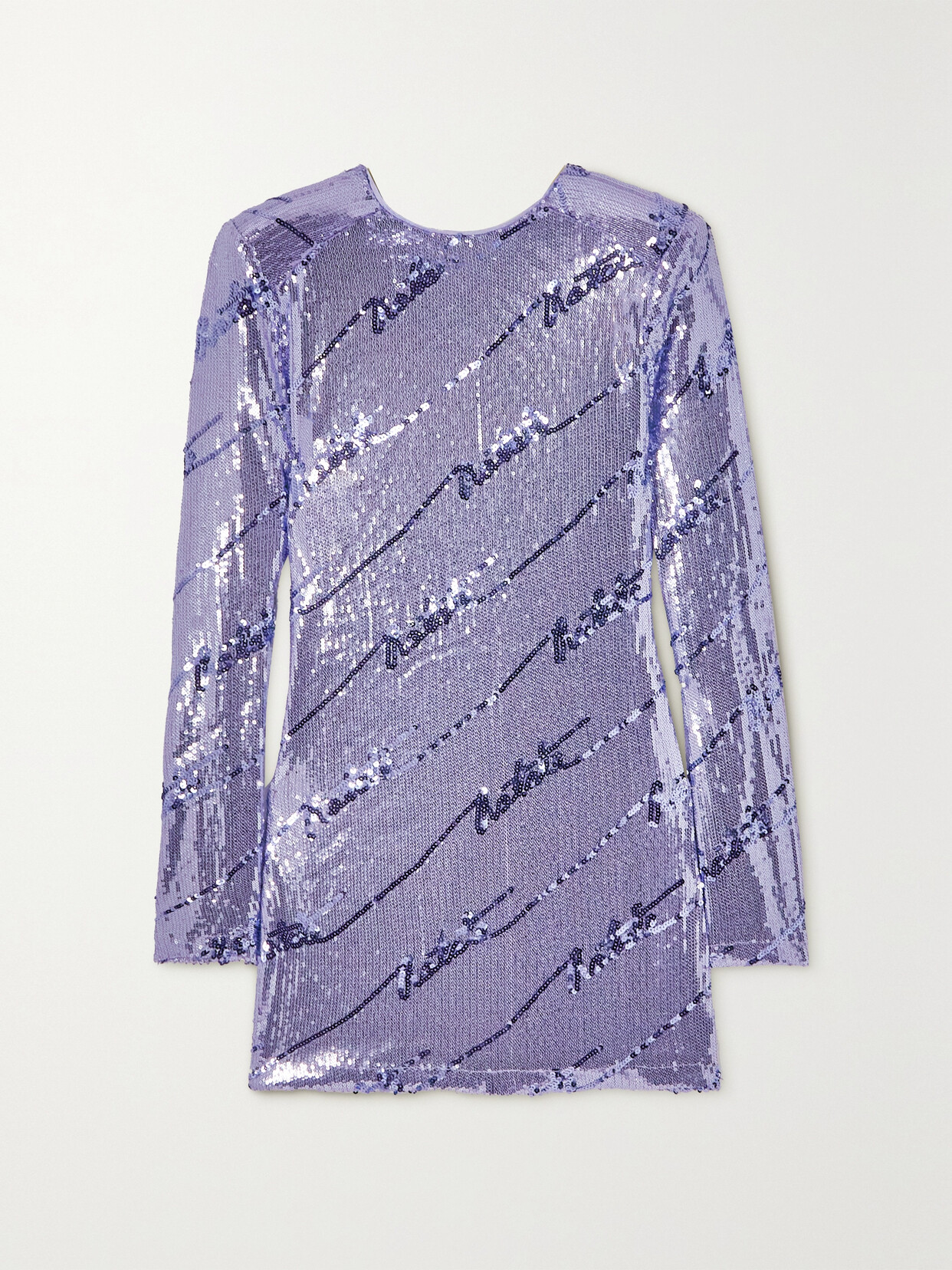 Rotate Birger Christensen Sequin Mini Dress Long Sleeves In Purple