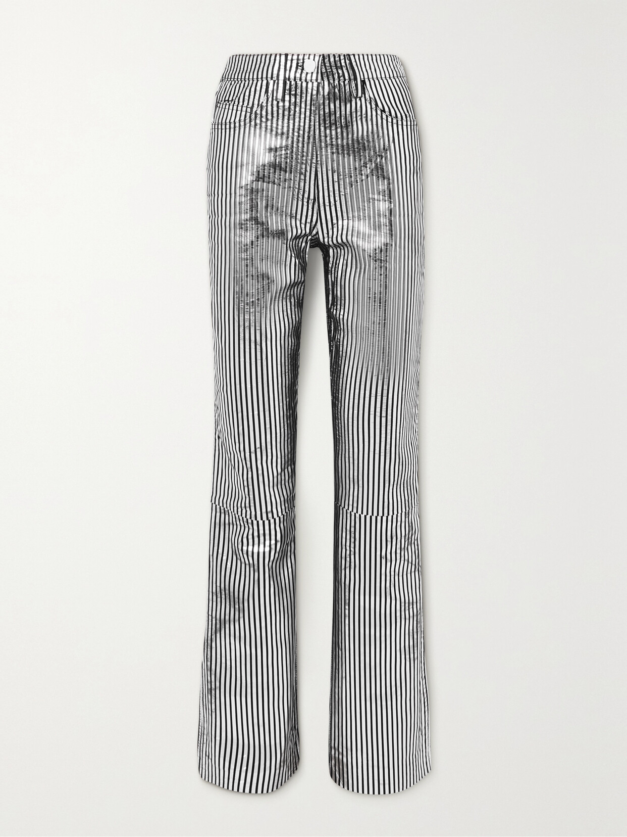 REMAIN BIRGER CHRISTENSEN STRIPED METALLIC LEATHER STRAIGHT-LEG PANTS