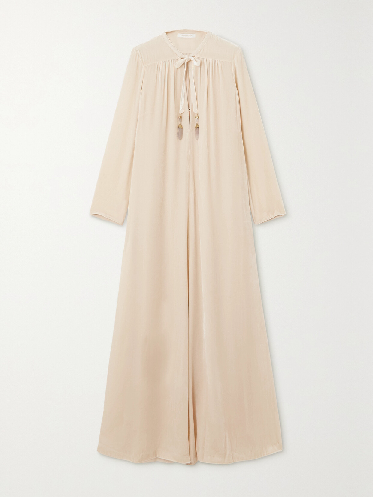 Zimmermann Lyrical Bead-embellished Velvet Maxi Dress - White