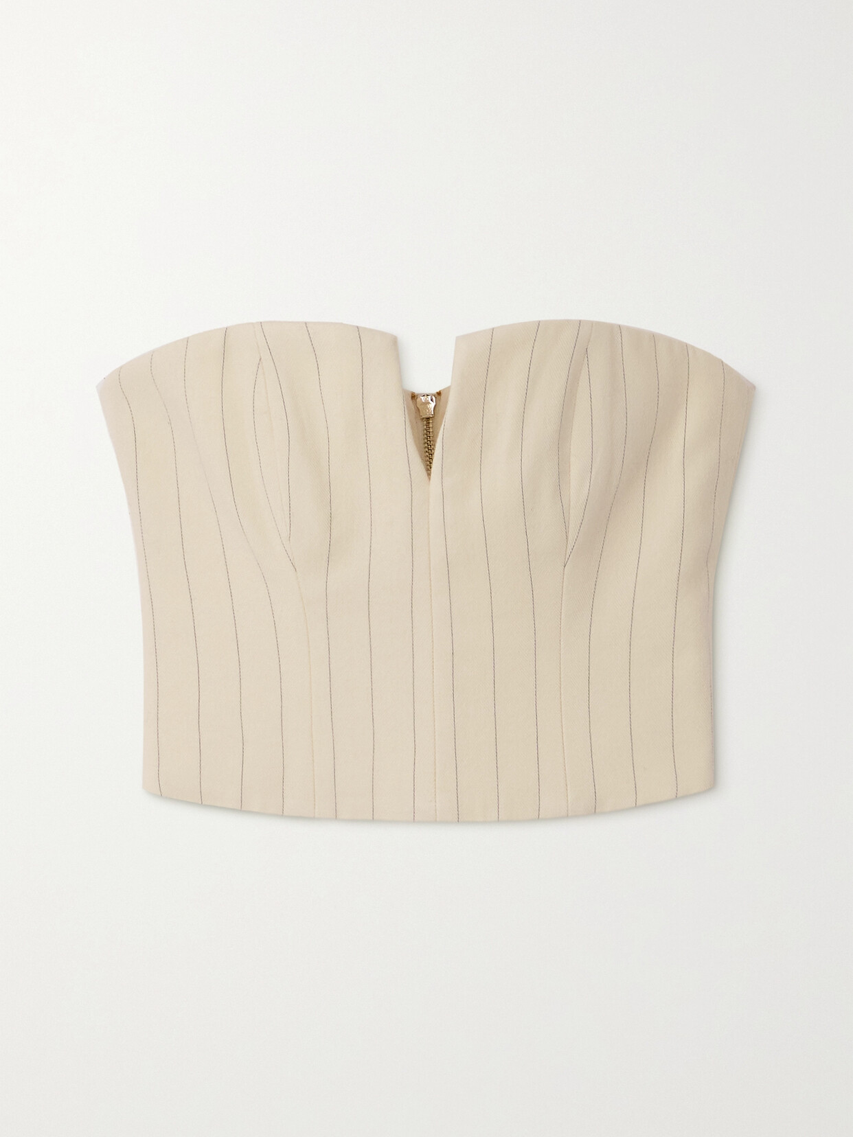 Zimmermann Luminosity Pinstriped Wool And Cotton-blend Herringbone Bustier Top - Cream